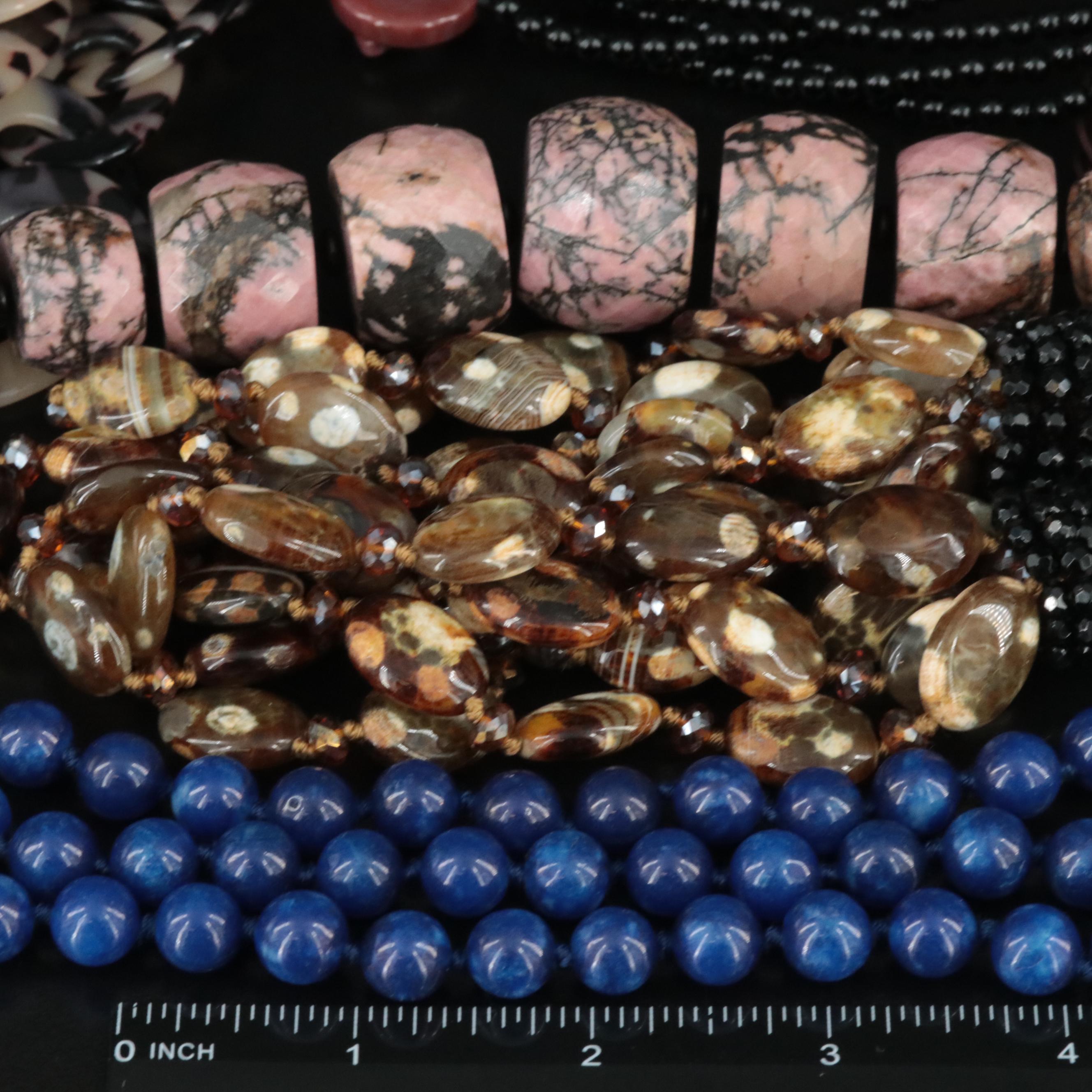 Fashion Necklace Collection Featuring Rhodonite and Agate