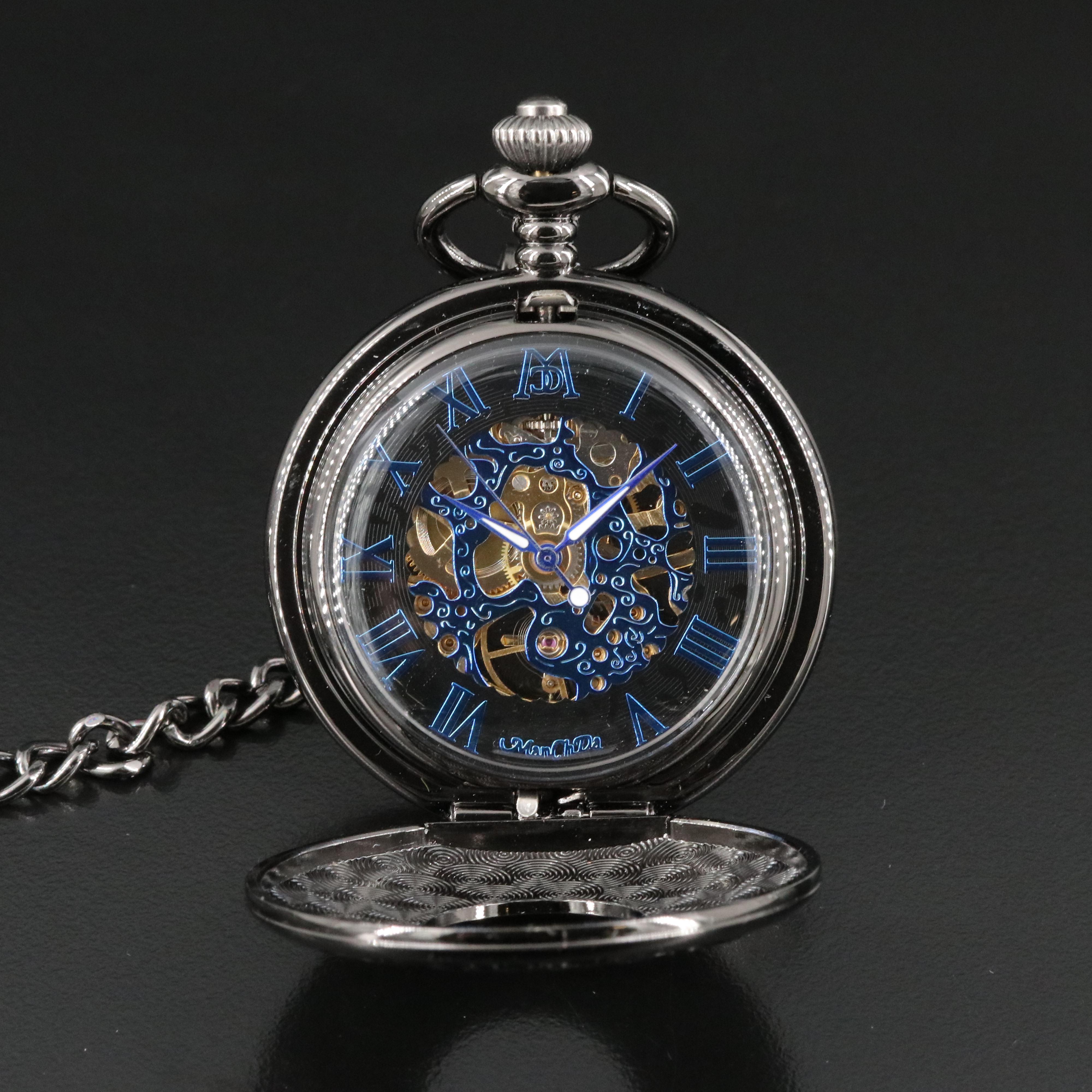 Manchda Skeleton Dial Pocket Watch