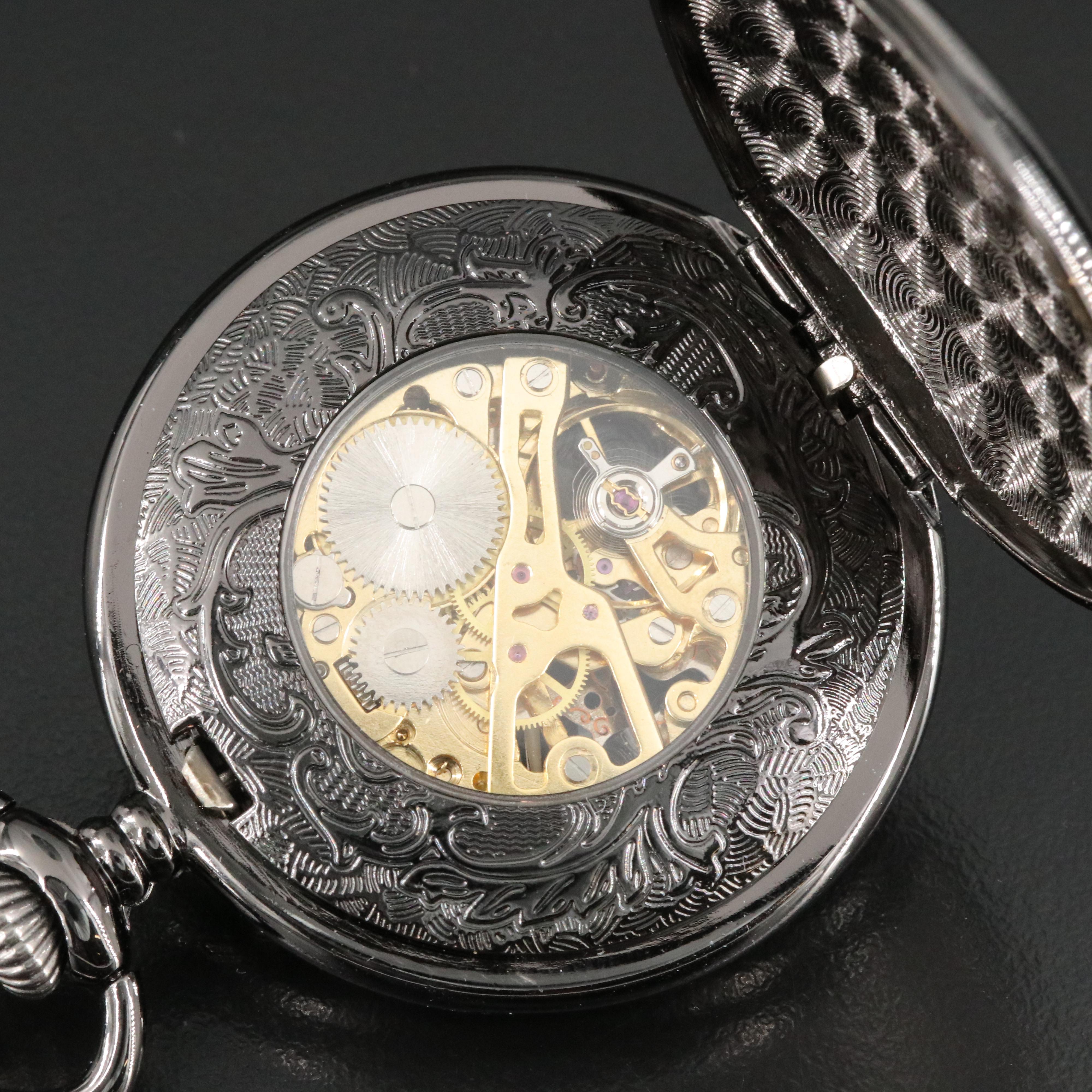 Manchda Skeleton Dial Pocket Watch