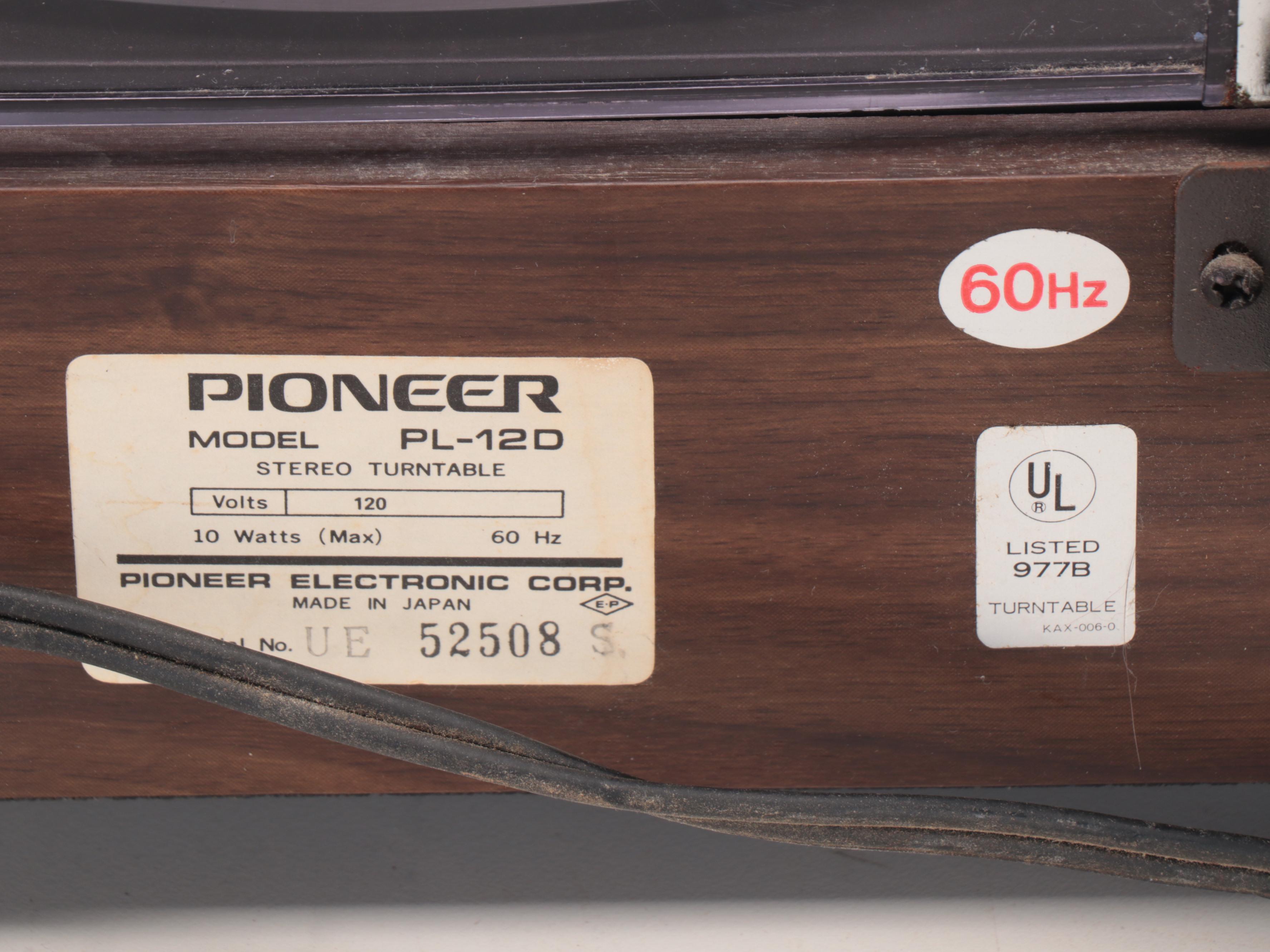 Pioneer PL-12D Stereo Turntable, 1970s