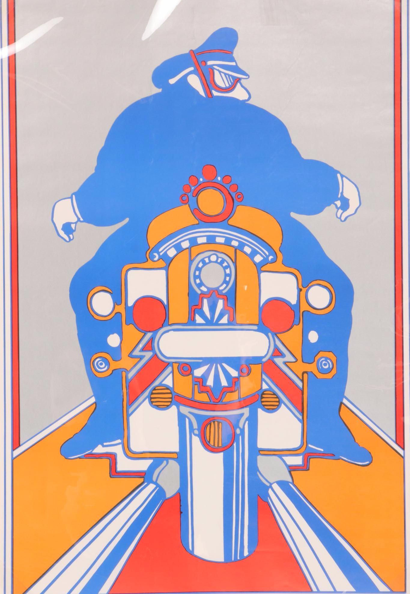 Seymour Chwast Psychedelic Offset Poster "Motorcycle," 1968