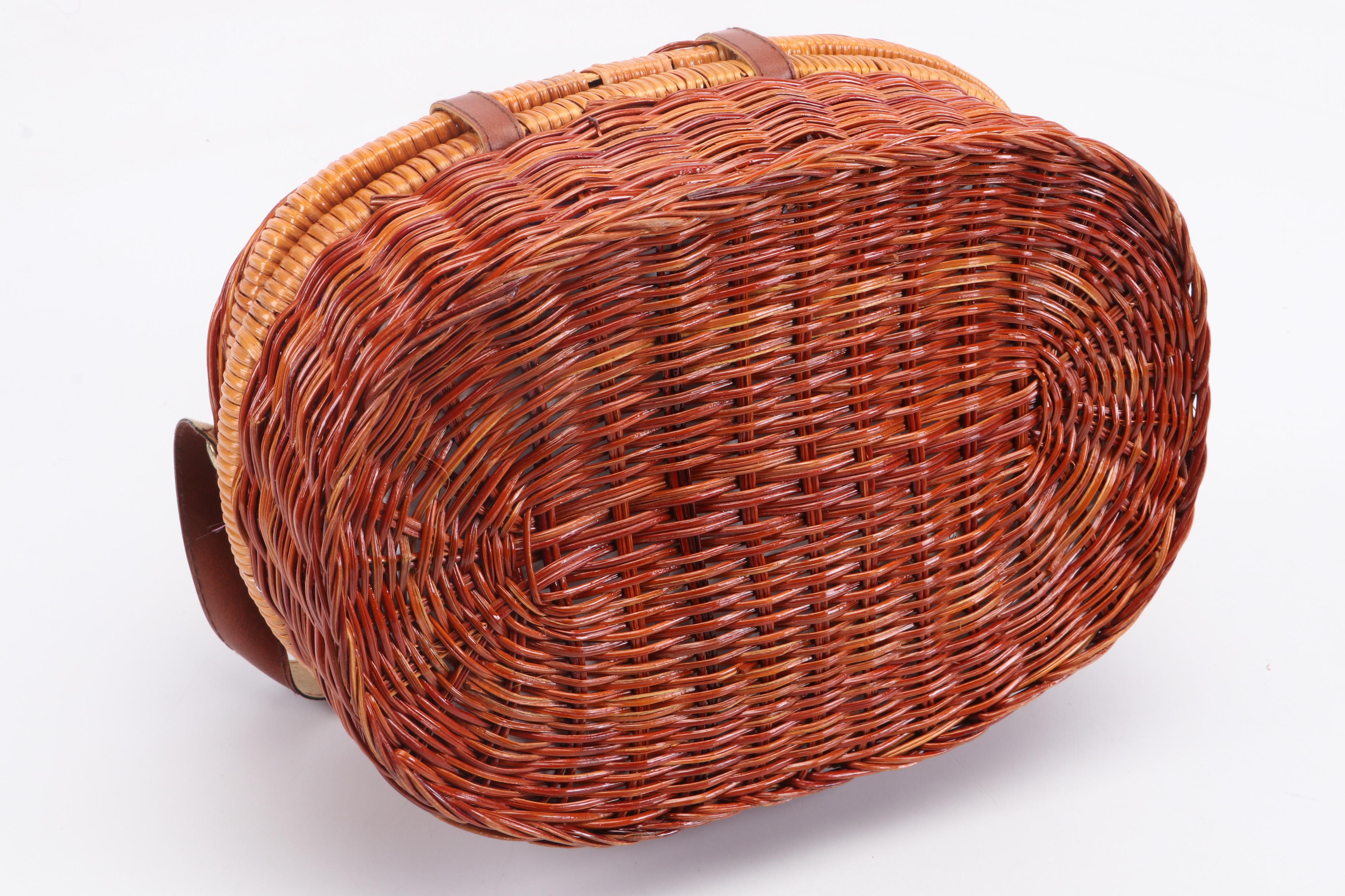 Miniature Picnic Basket with Porcelain Tea Set