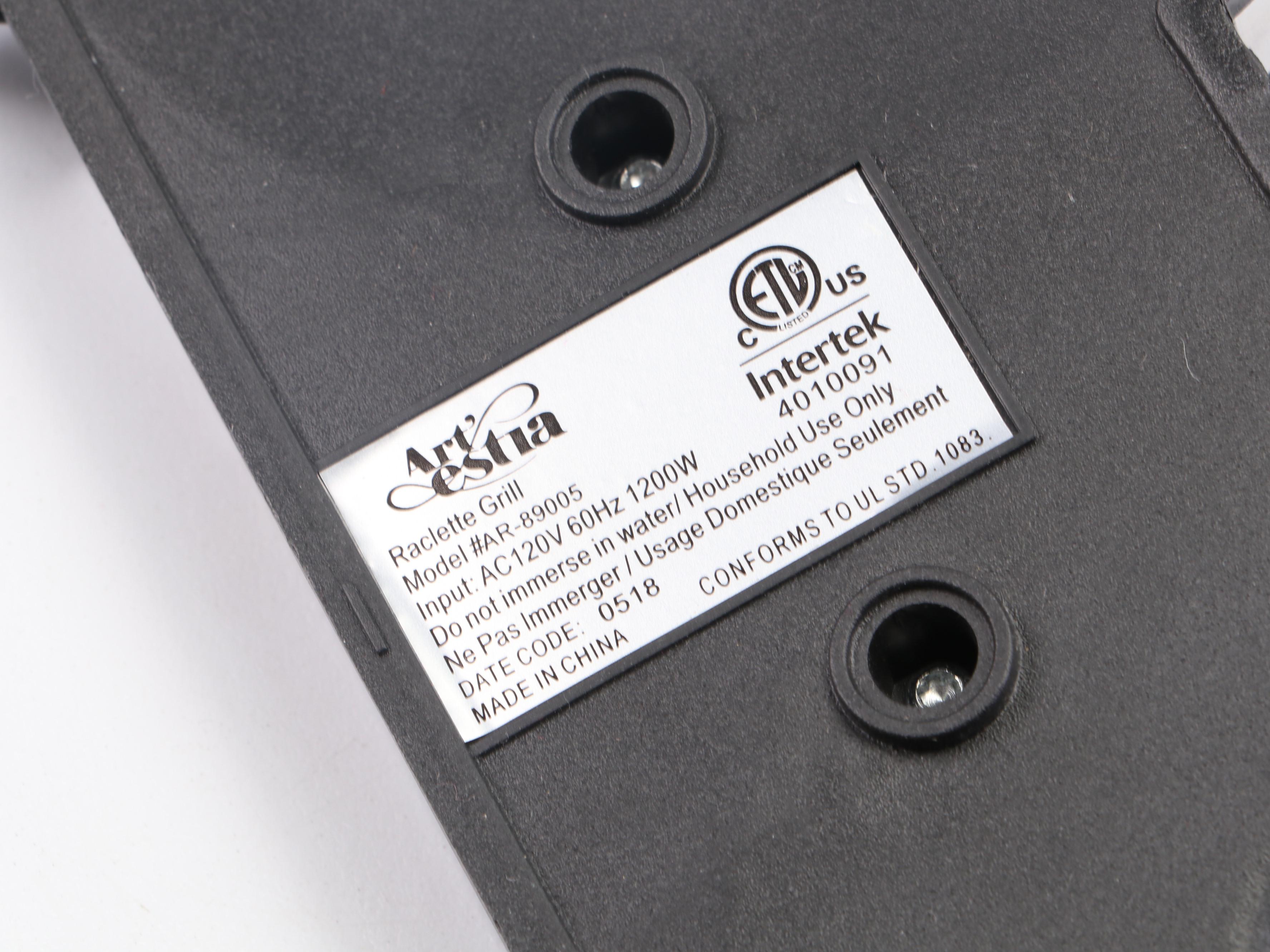 Artestia Electric Raclette Grill with Stone and Nonstick Surfaces