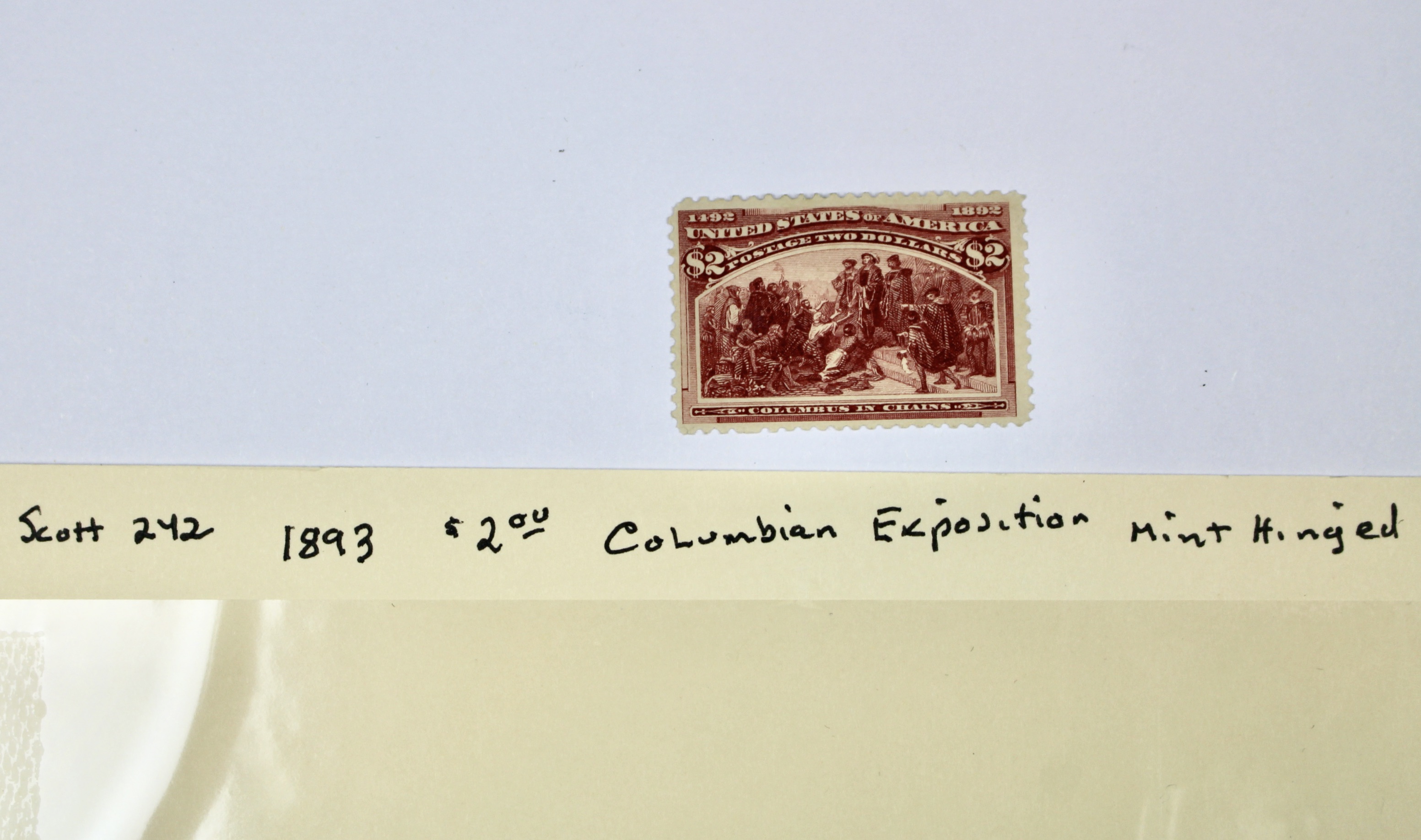 1893 Scott #242 $2 Columbian Exposition Postage Stamp, MH