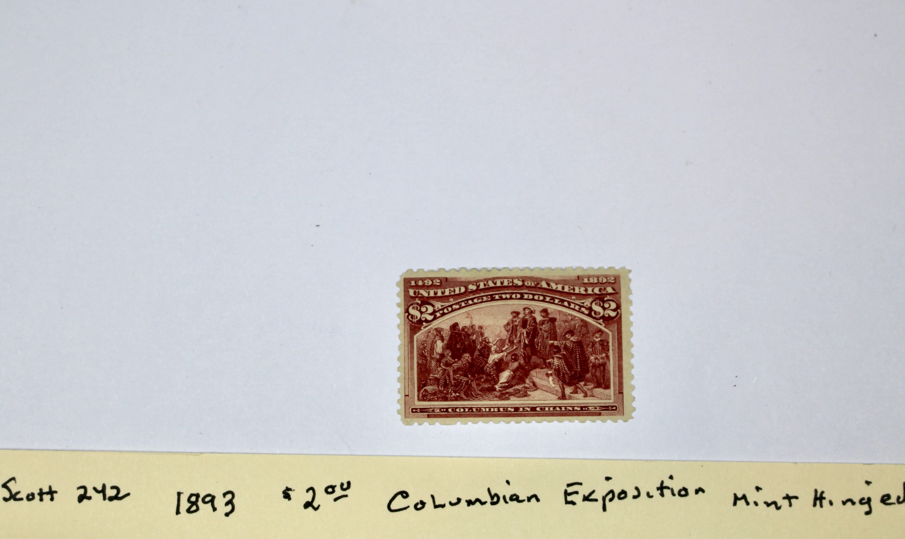 1893 Scott #242 $2 Columbian Exposition Postage Stamp, MH