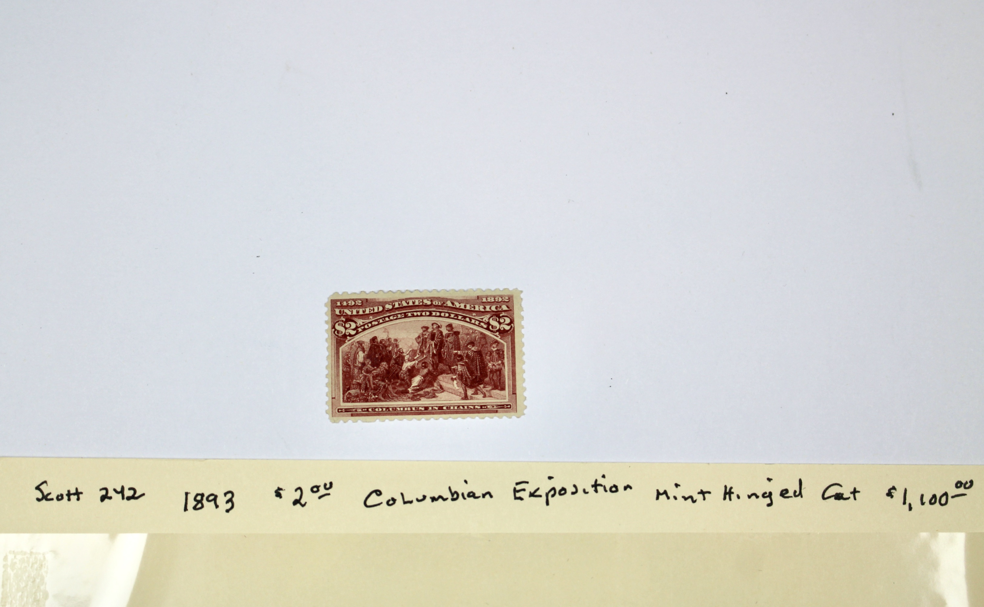 1893 Scott #242 $2 Columbian Exposition Postage Stamp, MH