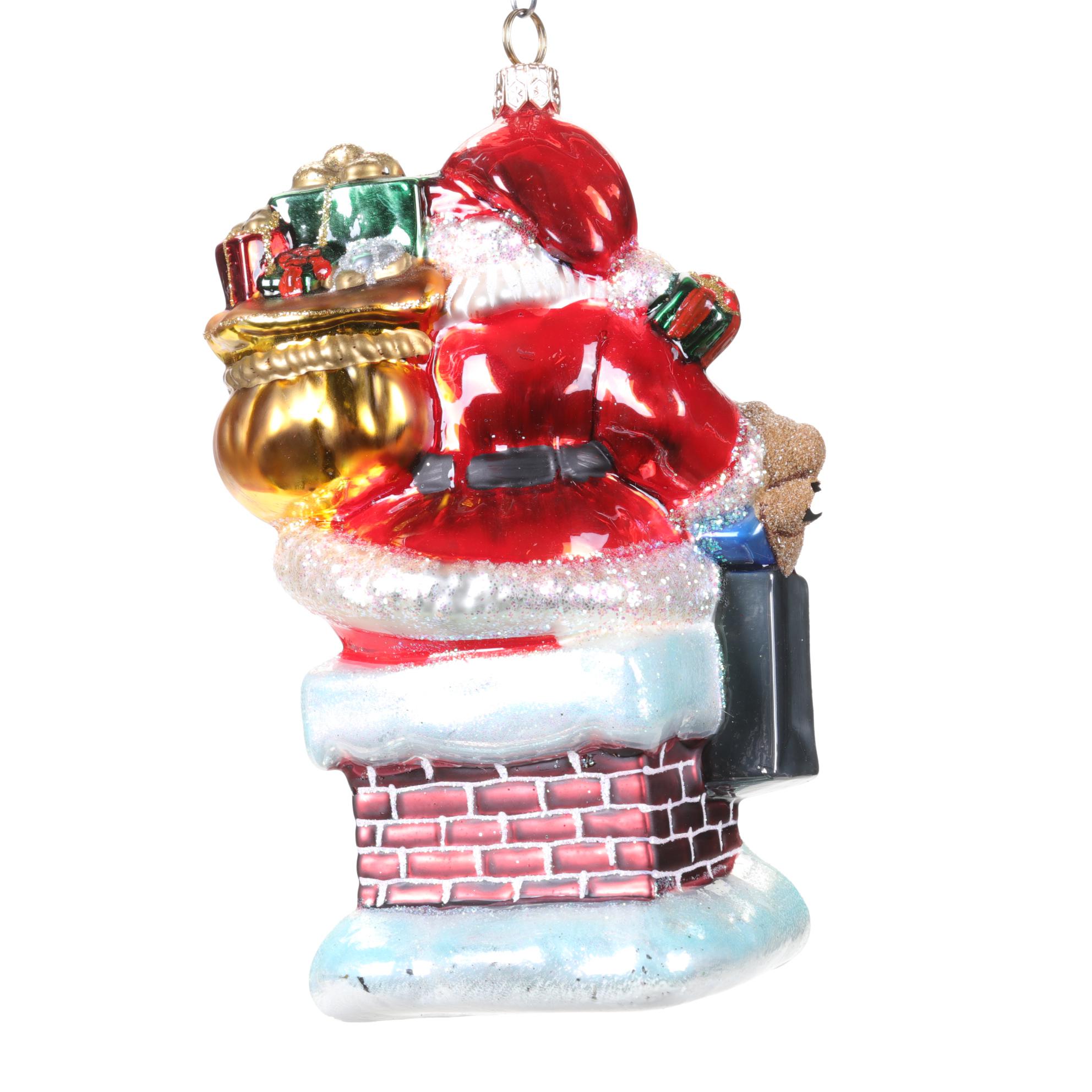 Saks Fifth Avenue Santa and Other Glass Ornaments