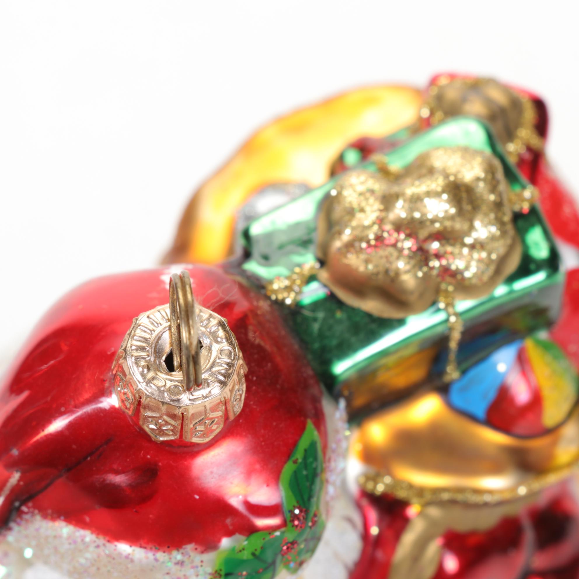 Saks Fifth Avenue Santa and Other Glass Ornaments