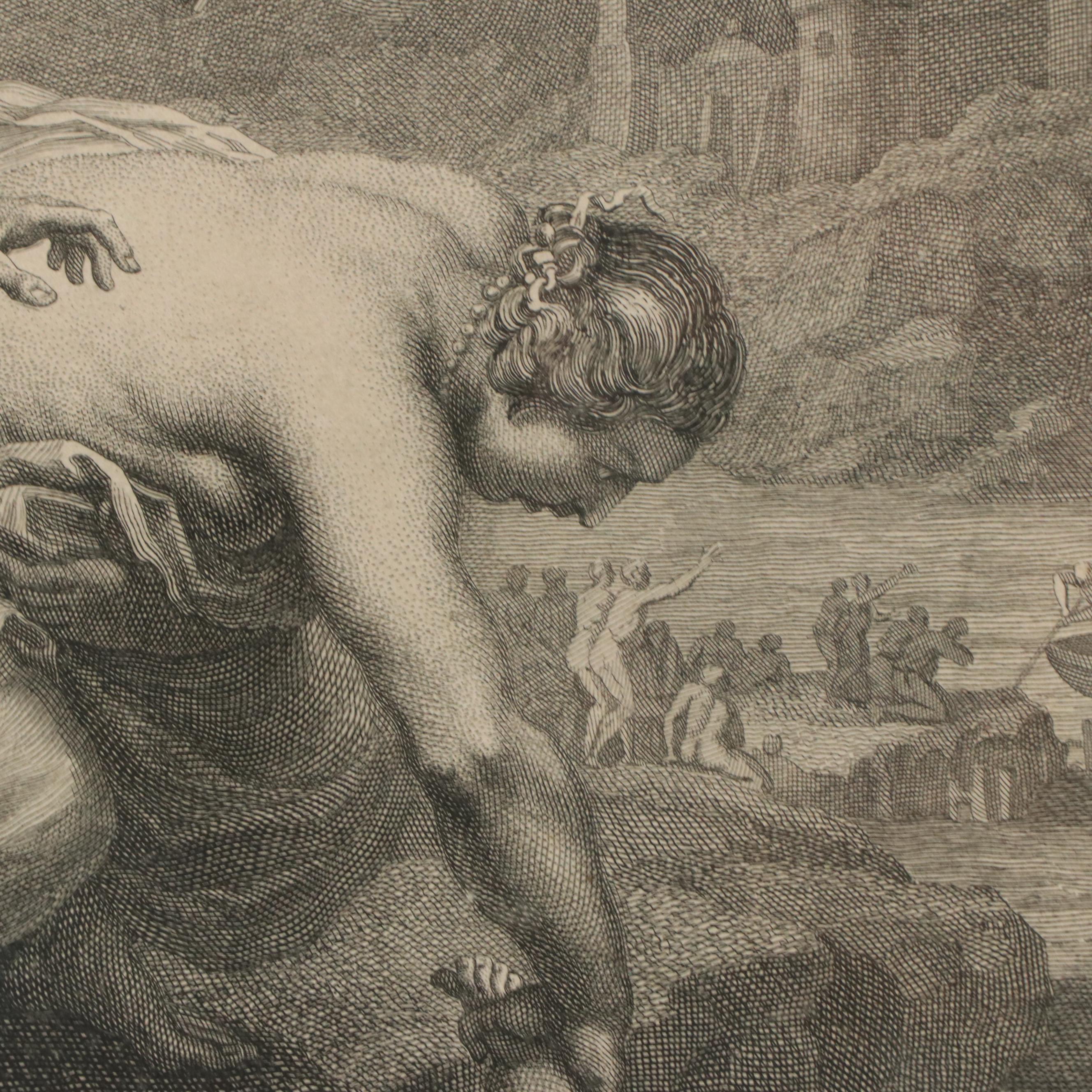 Bernard Baron Engraving "Thetis Plunging Achilles into the River Styx," 1724