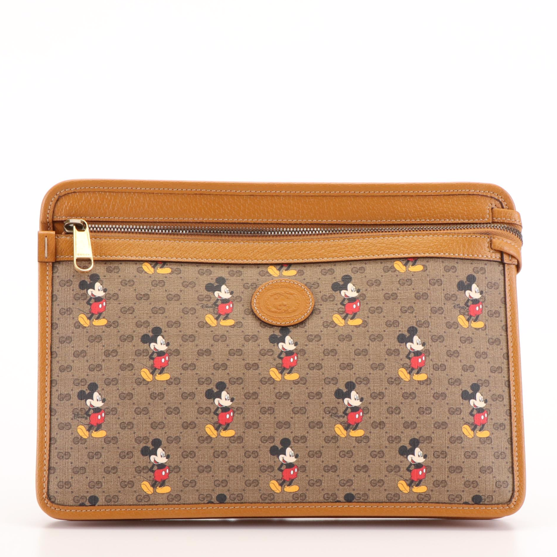 Gucci X Disney Mickey Mouse Micro GG Supreme Canvas and Leather Clutch
