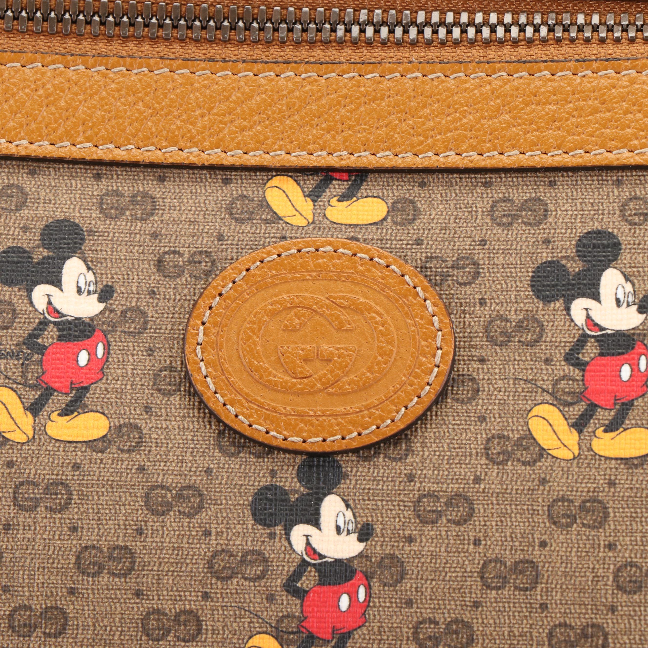Gucci X Disney Mickey Mouse Micro GG Supreme Canvas and Leather Clutch