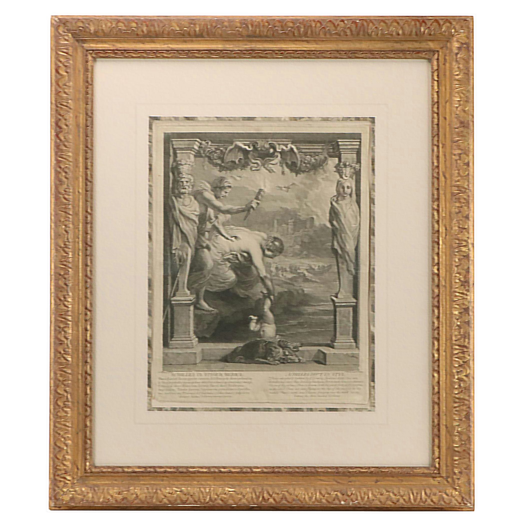 Bernard Baron Engraving "Thetis Plunging Achilles into the River Styx," 1724