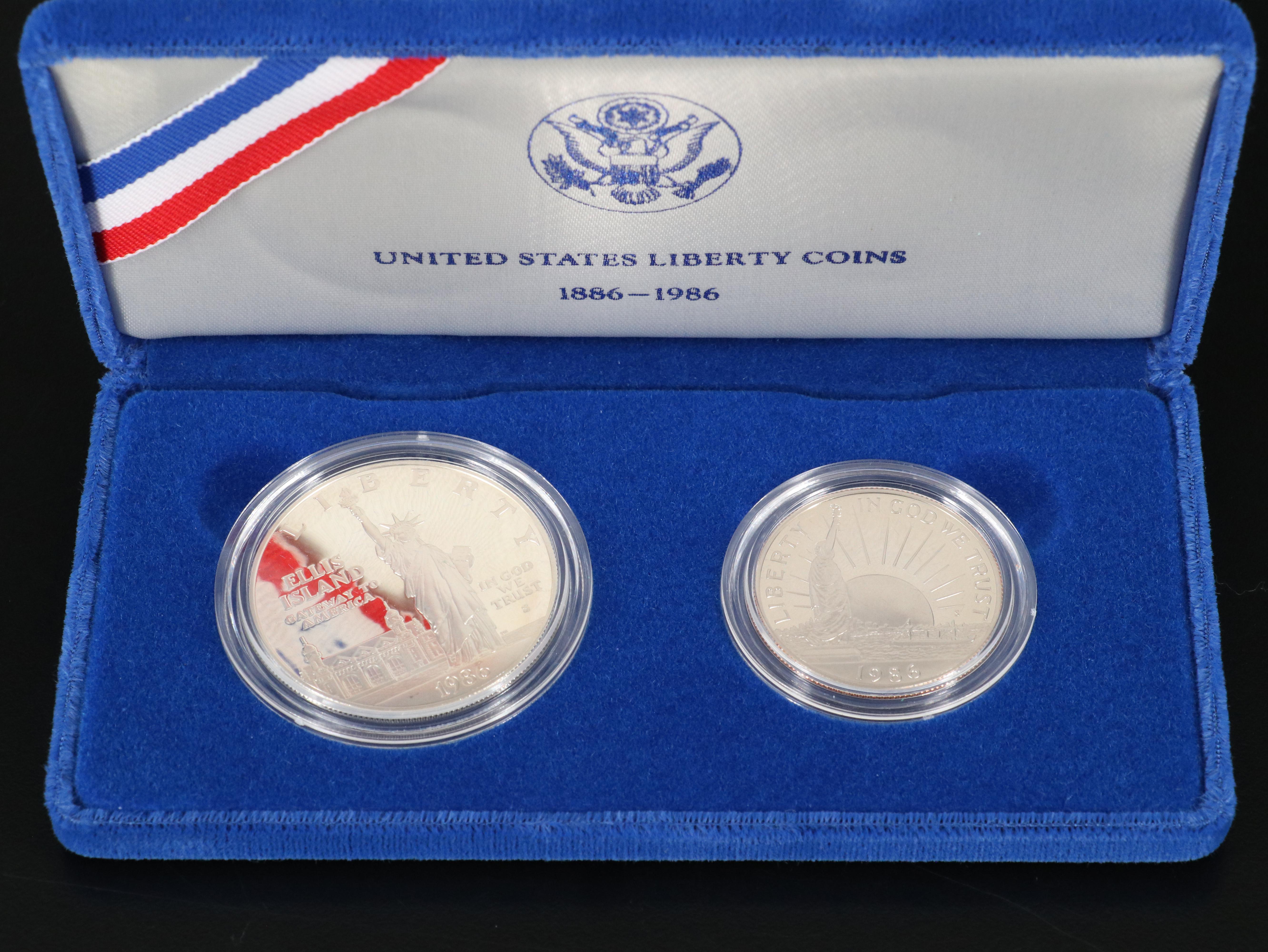 Eight Modern Commemorative Silver Dollars and Four Clad Half Dollars