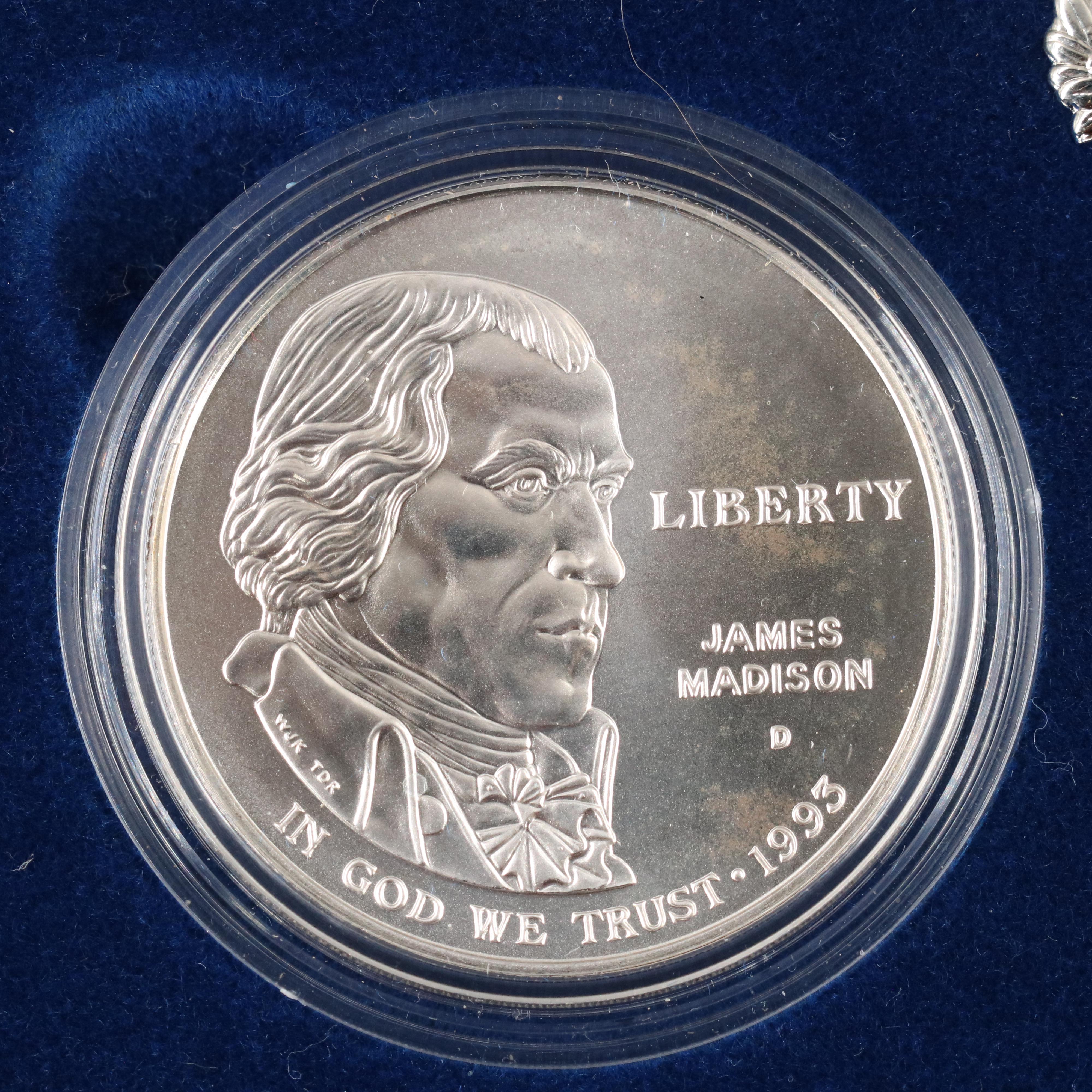 Eight Modern Commemorative Silver Dollars and Four Clad Half Dollars