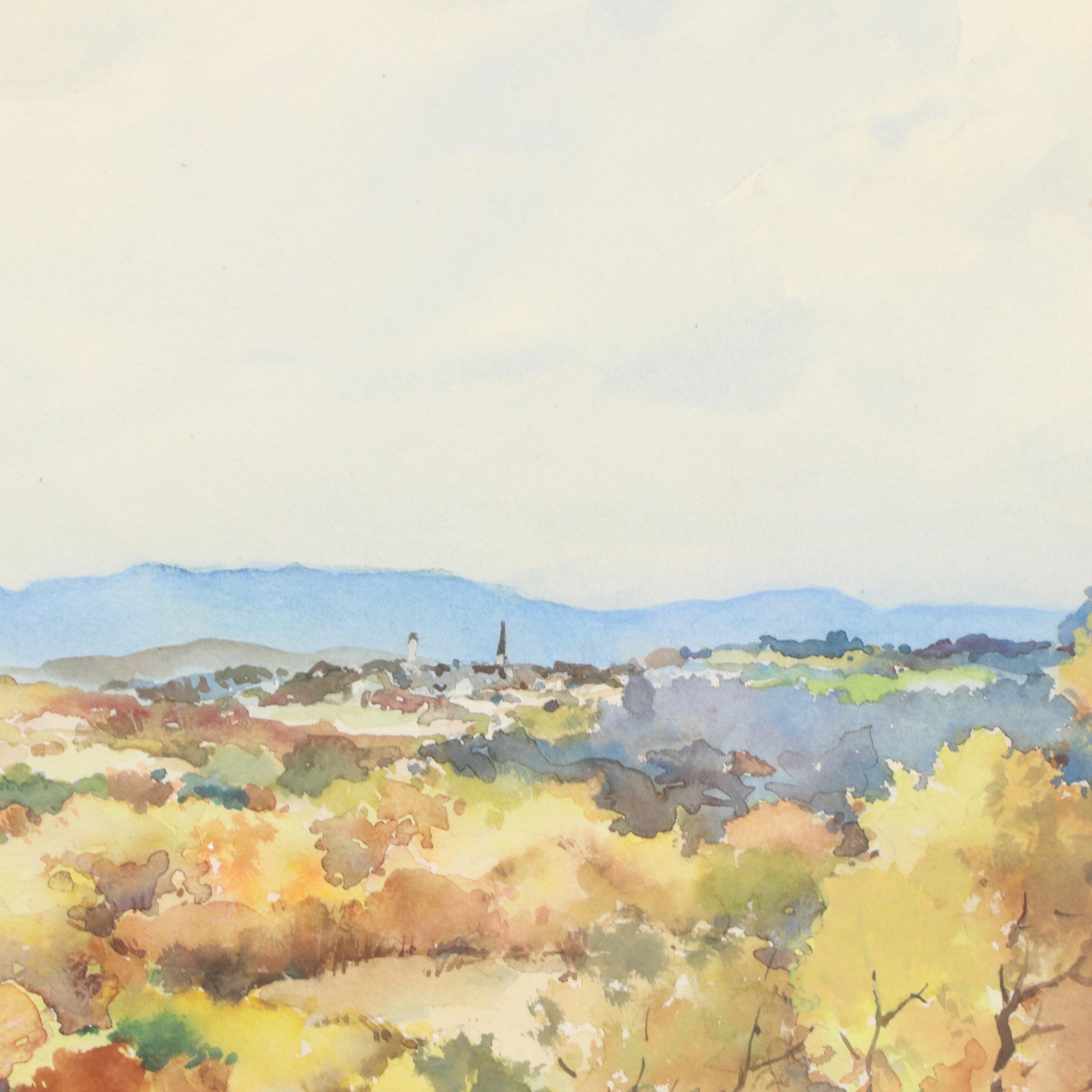 John Cuthbert Hare Watercolor Landscape "Autumn, the Connecticut Valley"