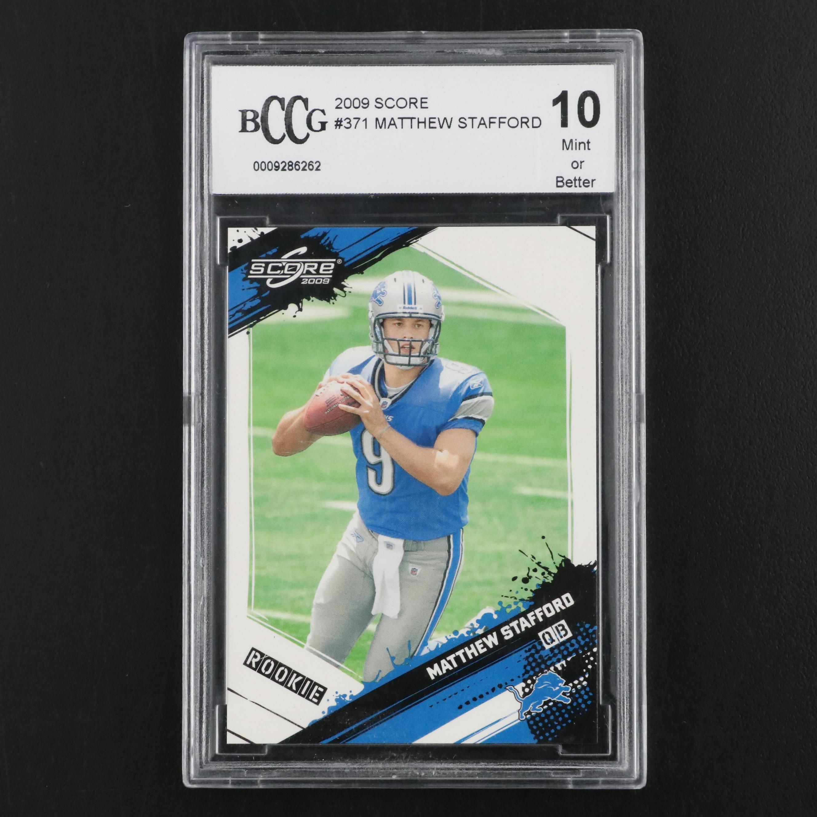 2009 Score Matthew Stafford Rookie Card #371 Graded BCCG 10