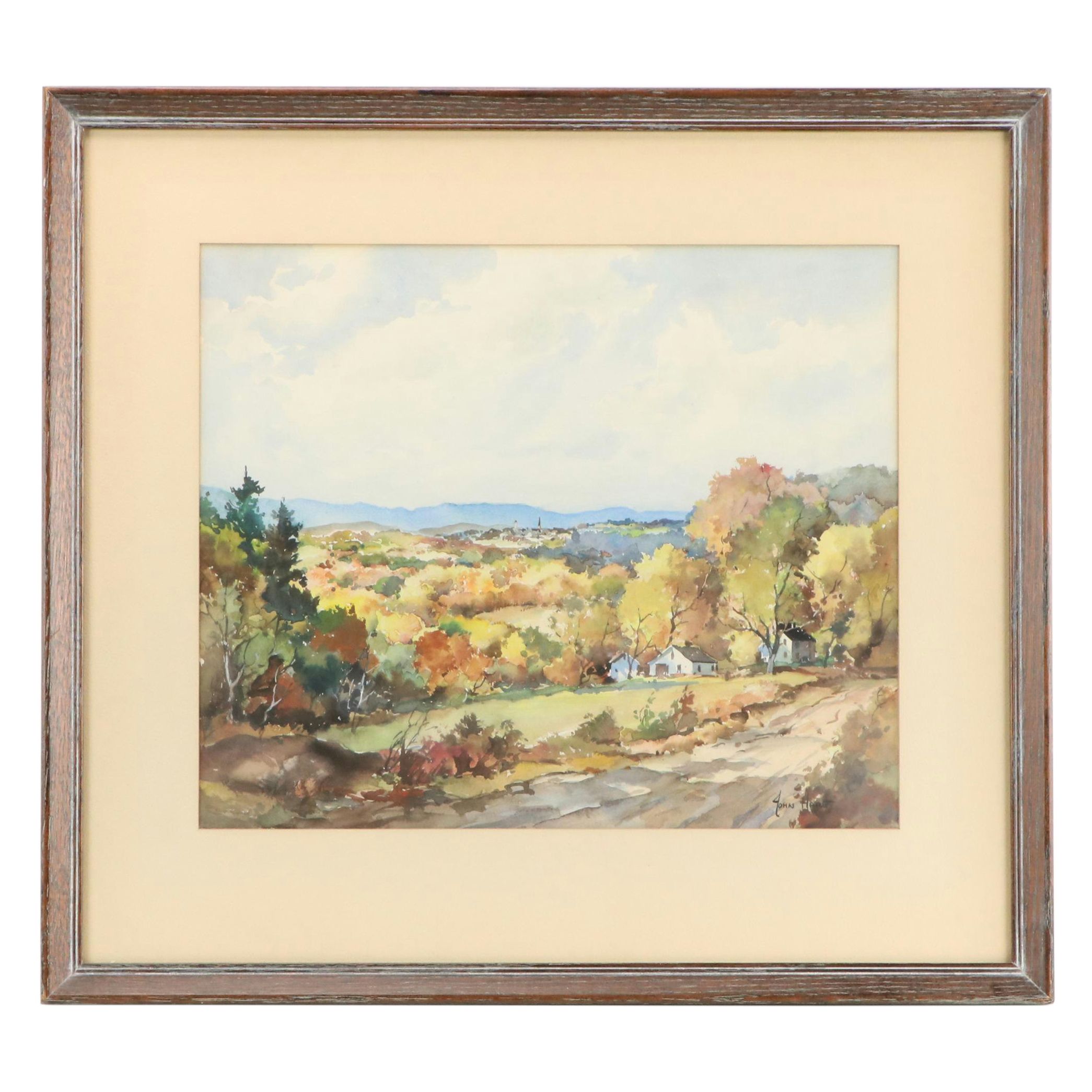 John Cuthbert Hare Watercolor Landscape "Autumn, the Connecticut Valley"