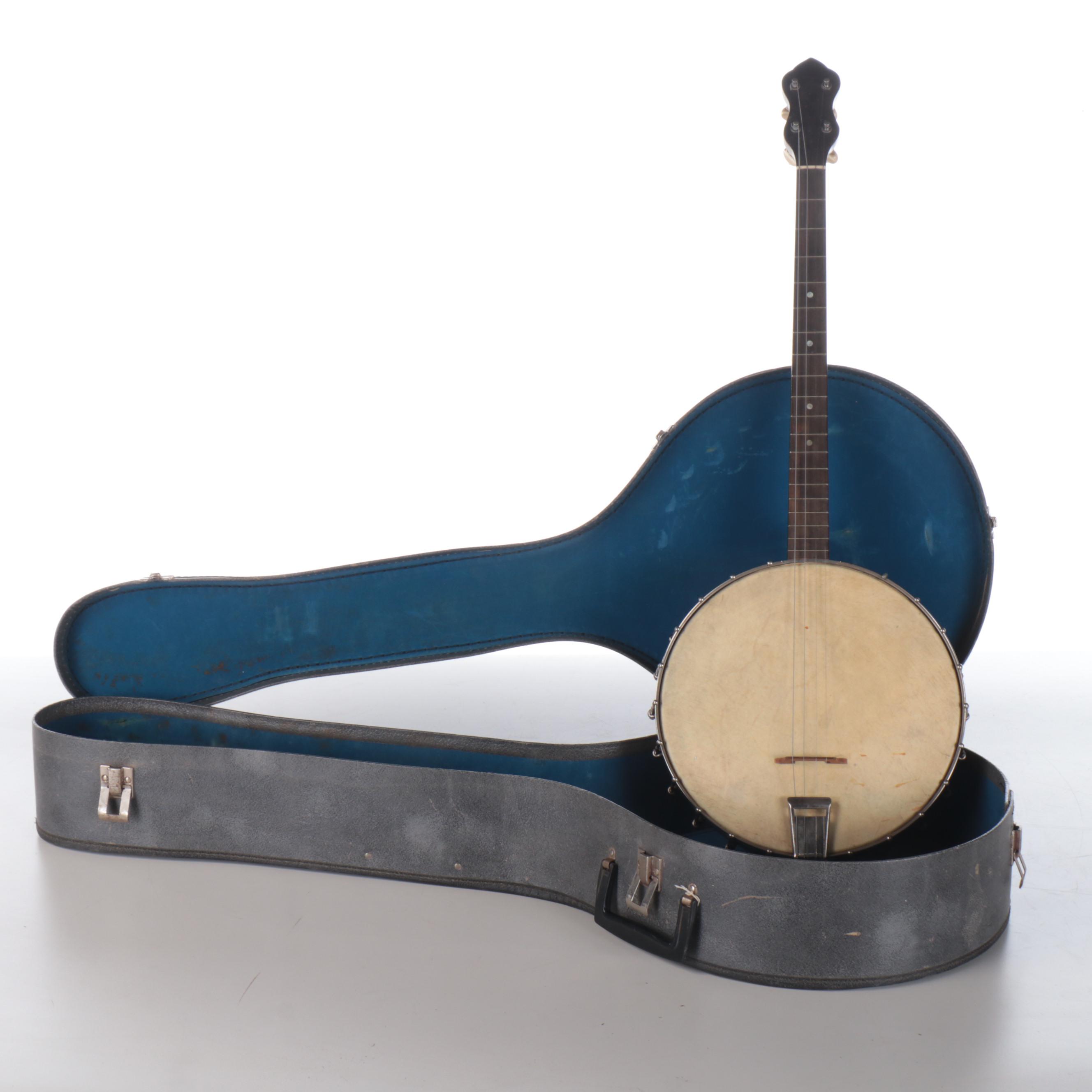 Four String Banjo with Hard Shell Case