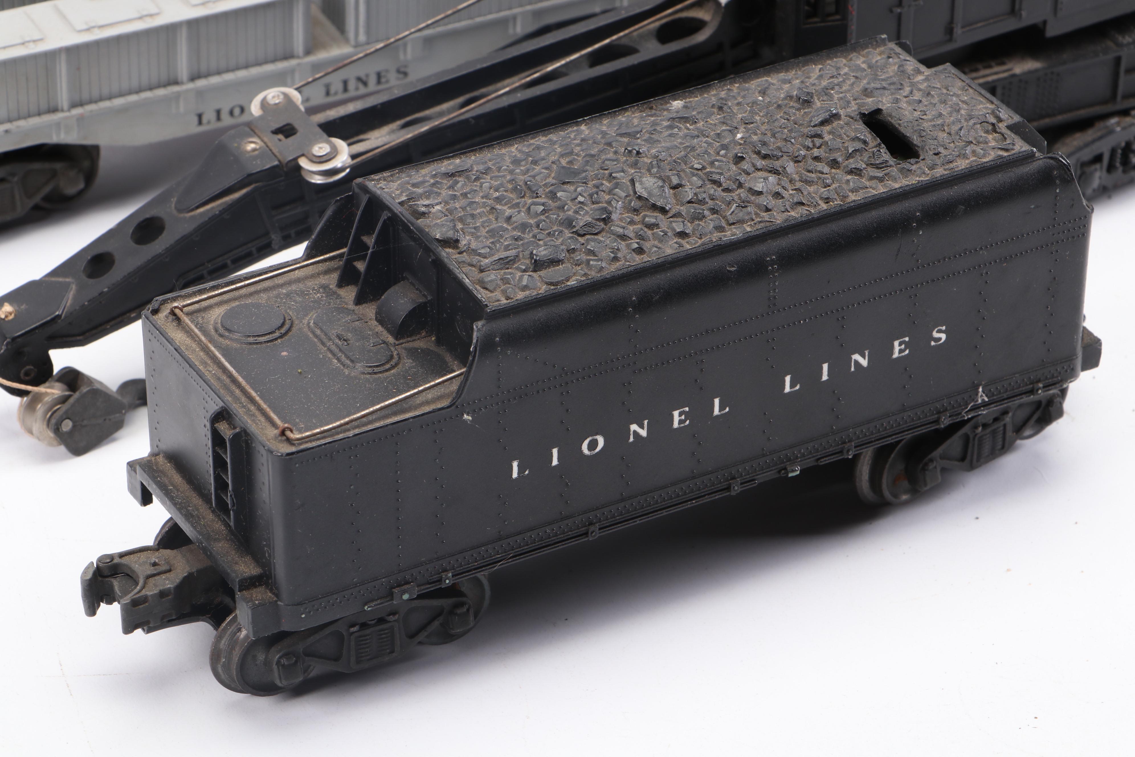 Lionel Bucyrus Erie Crane Car, Engine, Train Cars and Booklet