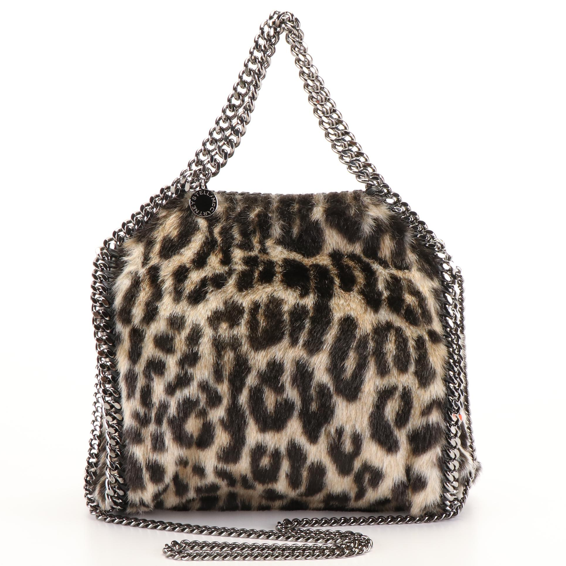 Stella McCartney Falabella Chain Shoulder Bag in Leopard Print Fur Free Fur