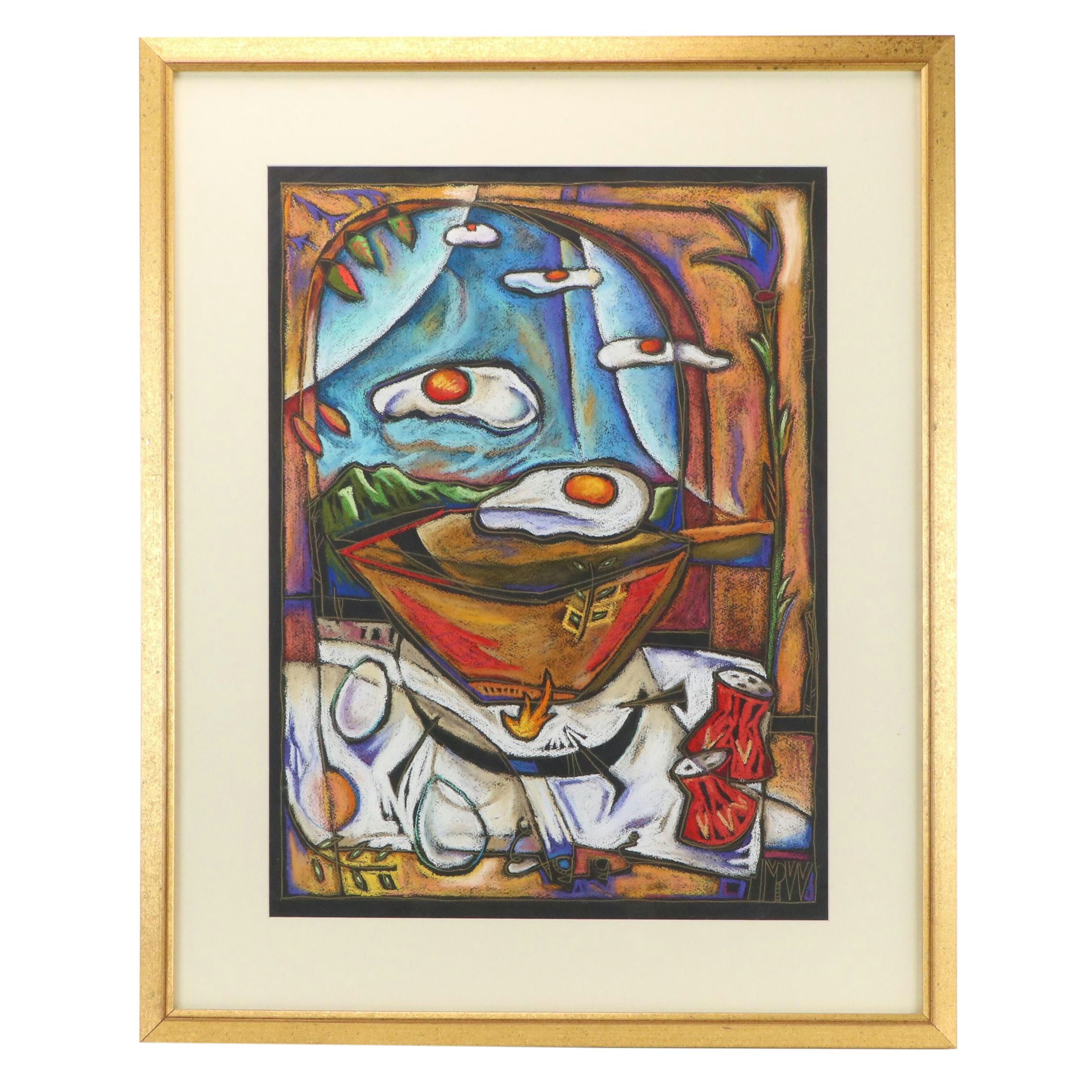 Surrealist Pastel Drawing "Eggs"