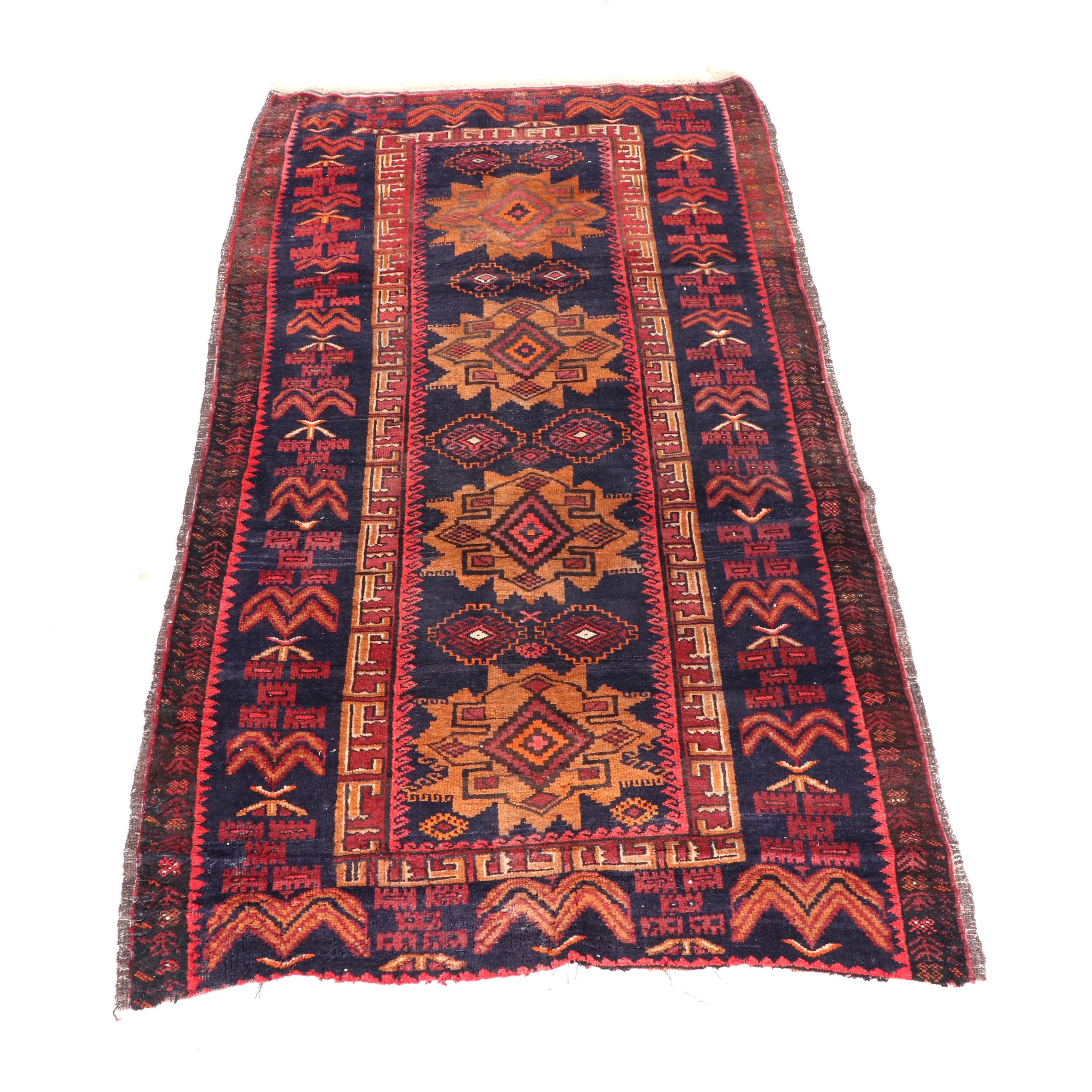 3'9 x 6'10 Hand-Knotted Persian Kurdish Long Rug