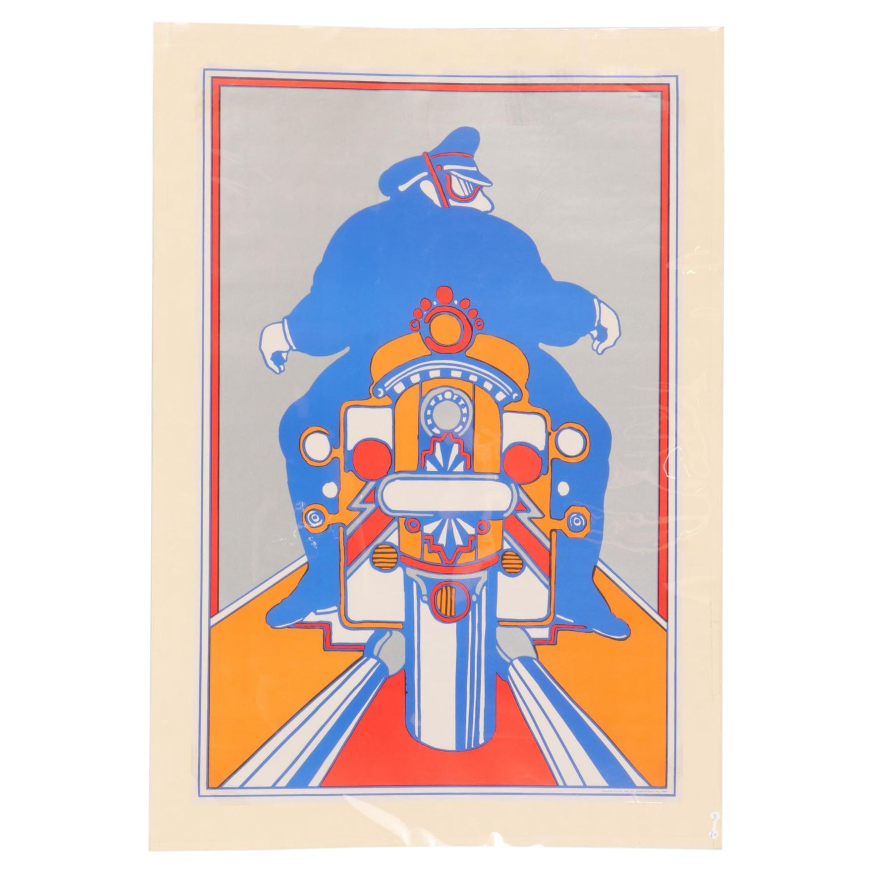 Seymour Chwast Psychedelic Offset Poster "Motorcycle," 1968