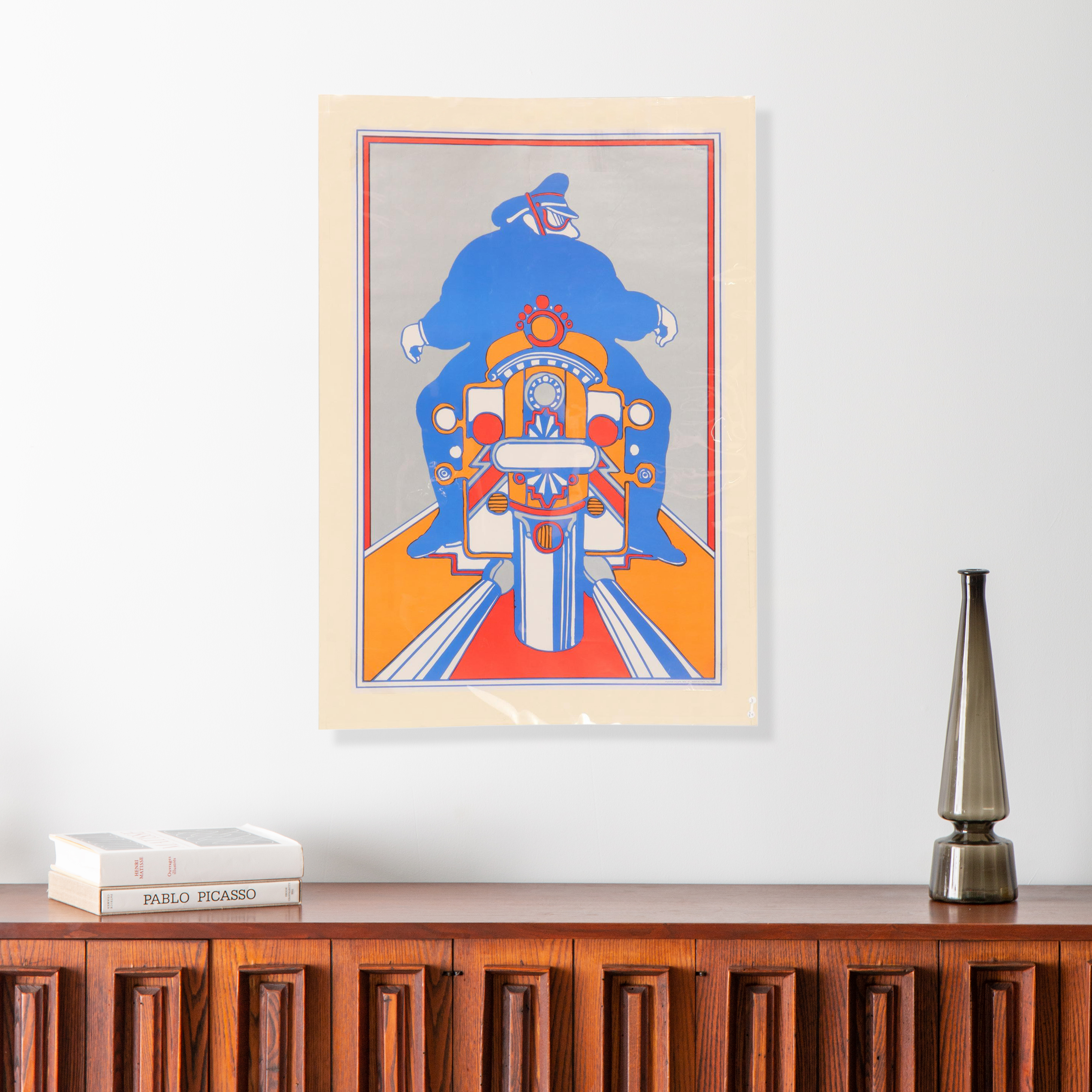 Seymour Chwast Psychedelic Offset Poster "Motorcycle," 1968