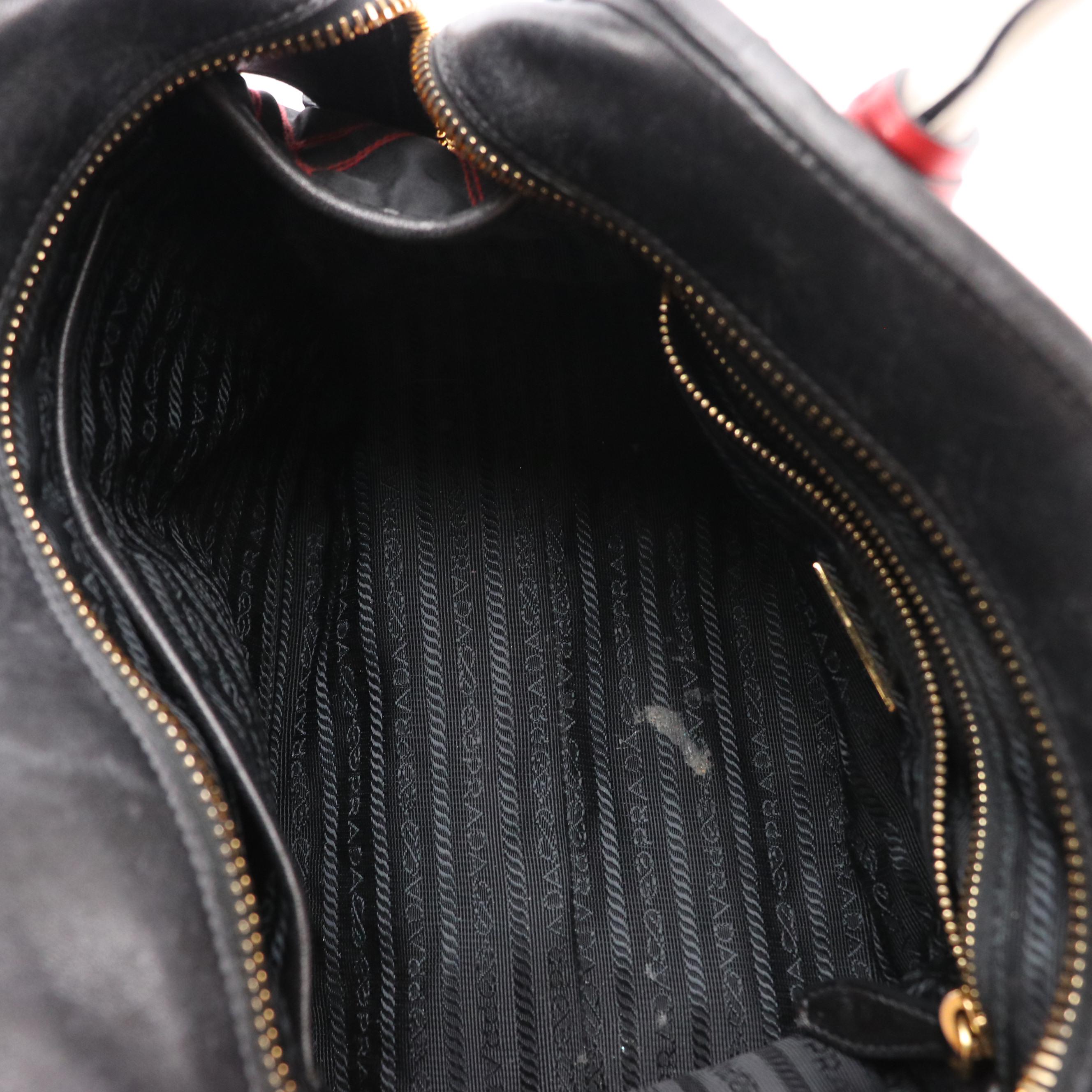 Prada Impunturato Bauletto Handbag in Black Quilted Tessuto Nylon and Leather