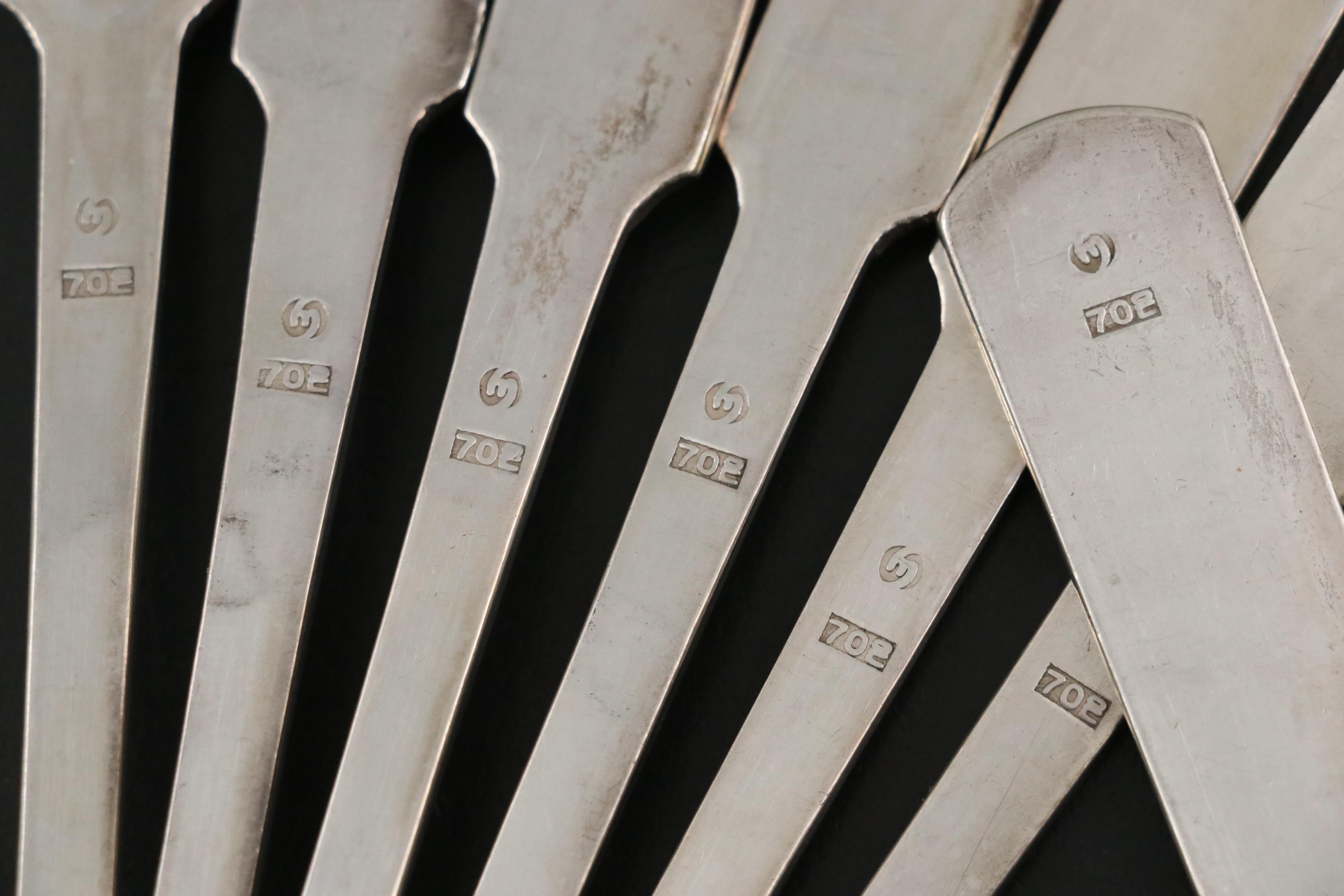 Korean Enameled 800 Silver Spoons with Cherry Blossom and Bird Motif