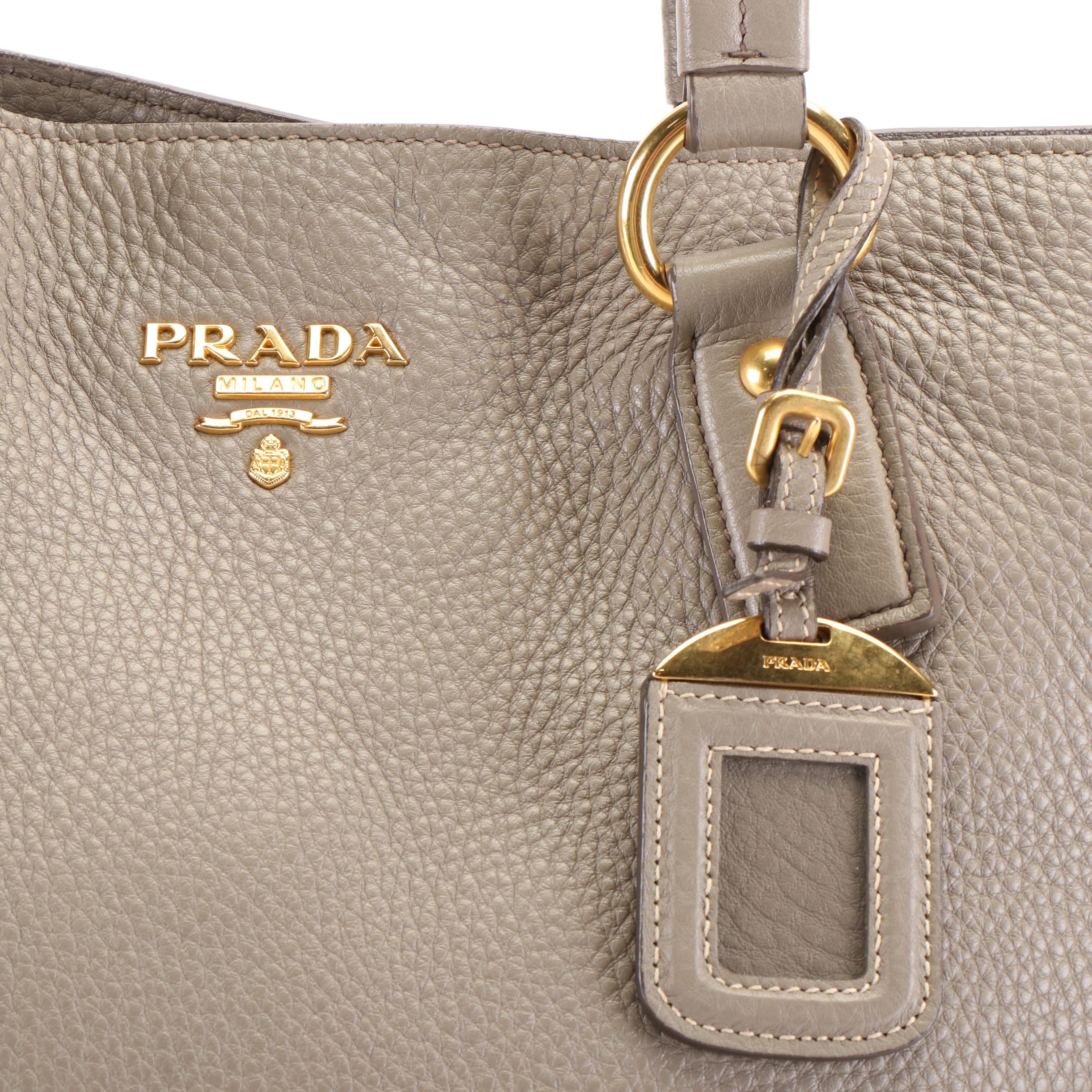 Prada Vitello Daino Side Zip Shopping Tote Bag