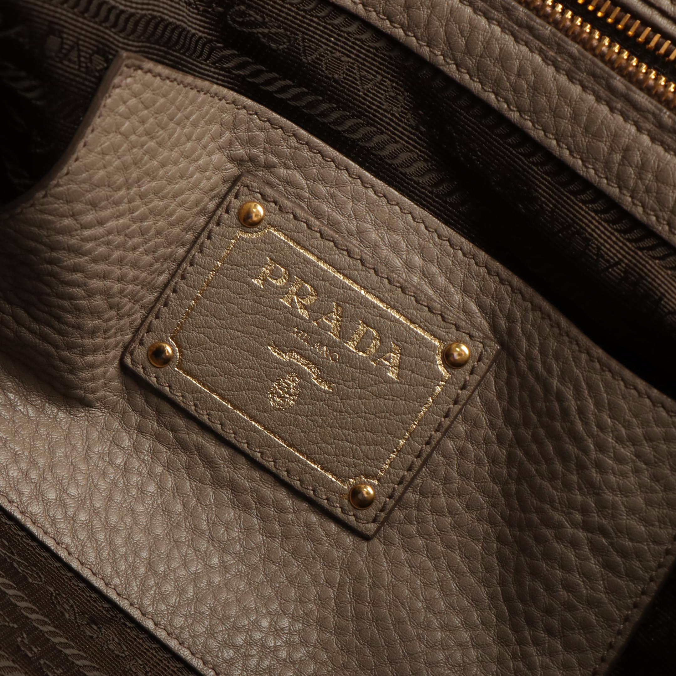 Prada Vitello Daino Side Zip Shopping Tote Bag