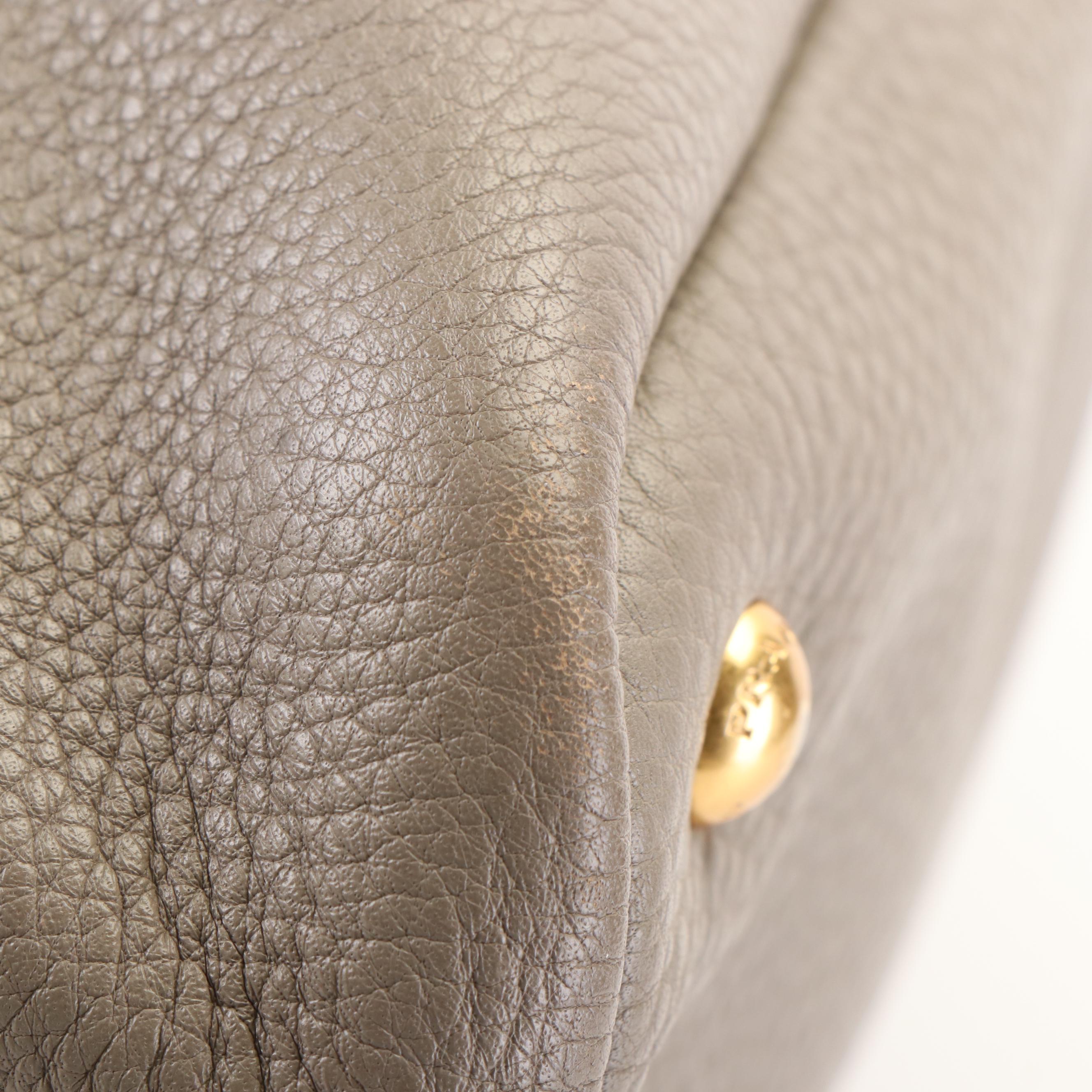 Prada Vitello Daino Side Zip Shopping Tote Bag