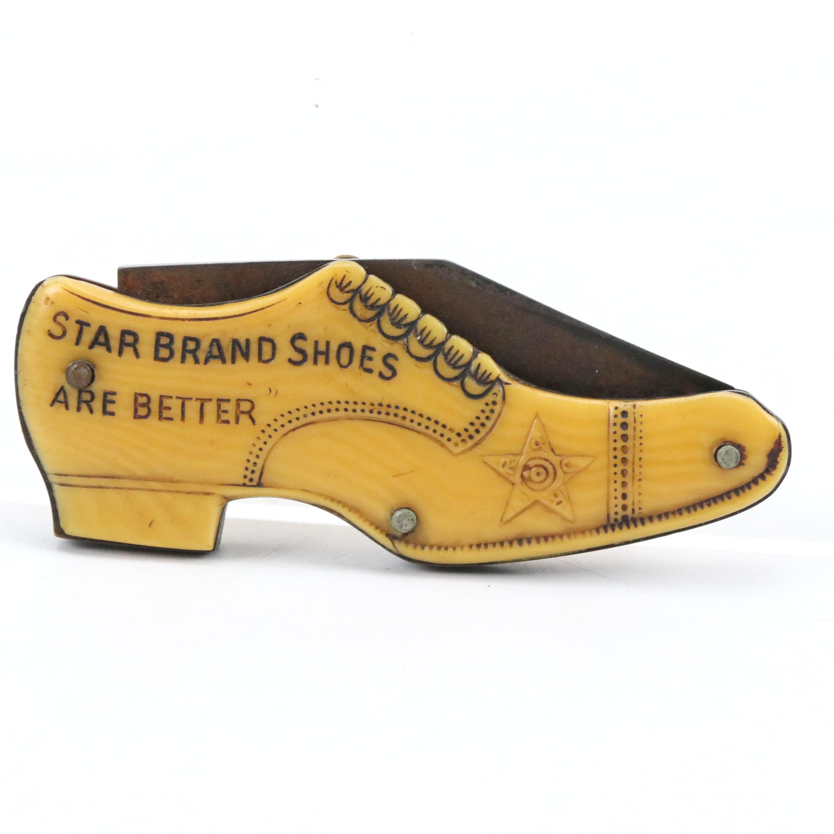 Roberts Johnson & Rand Shoe Co. Celluloid Advertising Folding Knife, Mid-20th C.