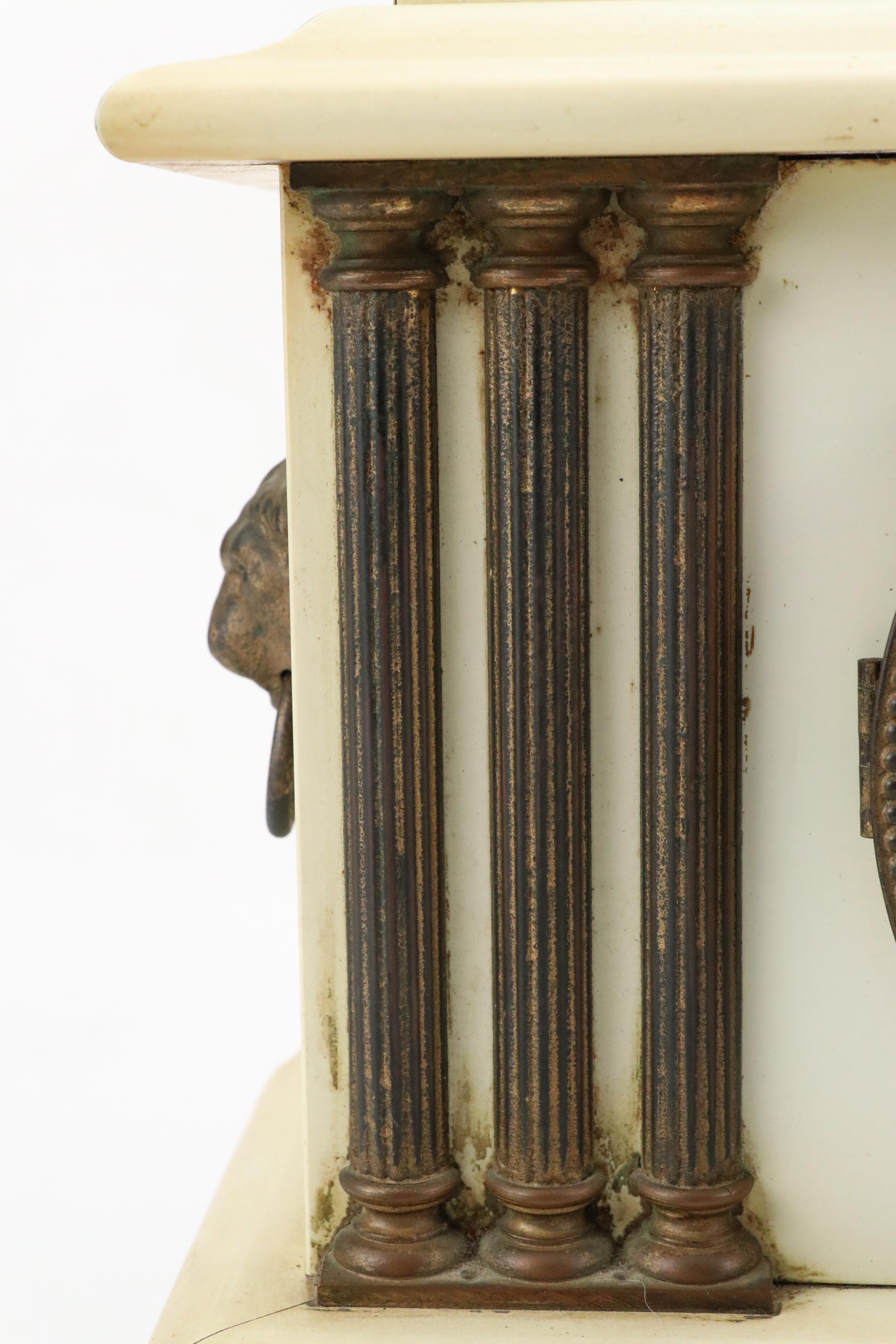 Seth Thomas White Adamantine Mantel Clock, Early 20th Century