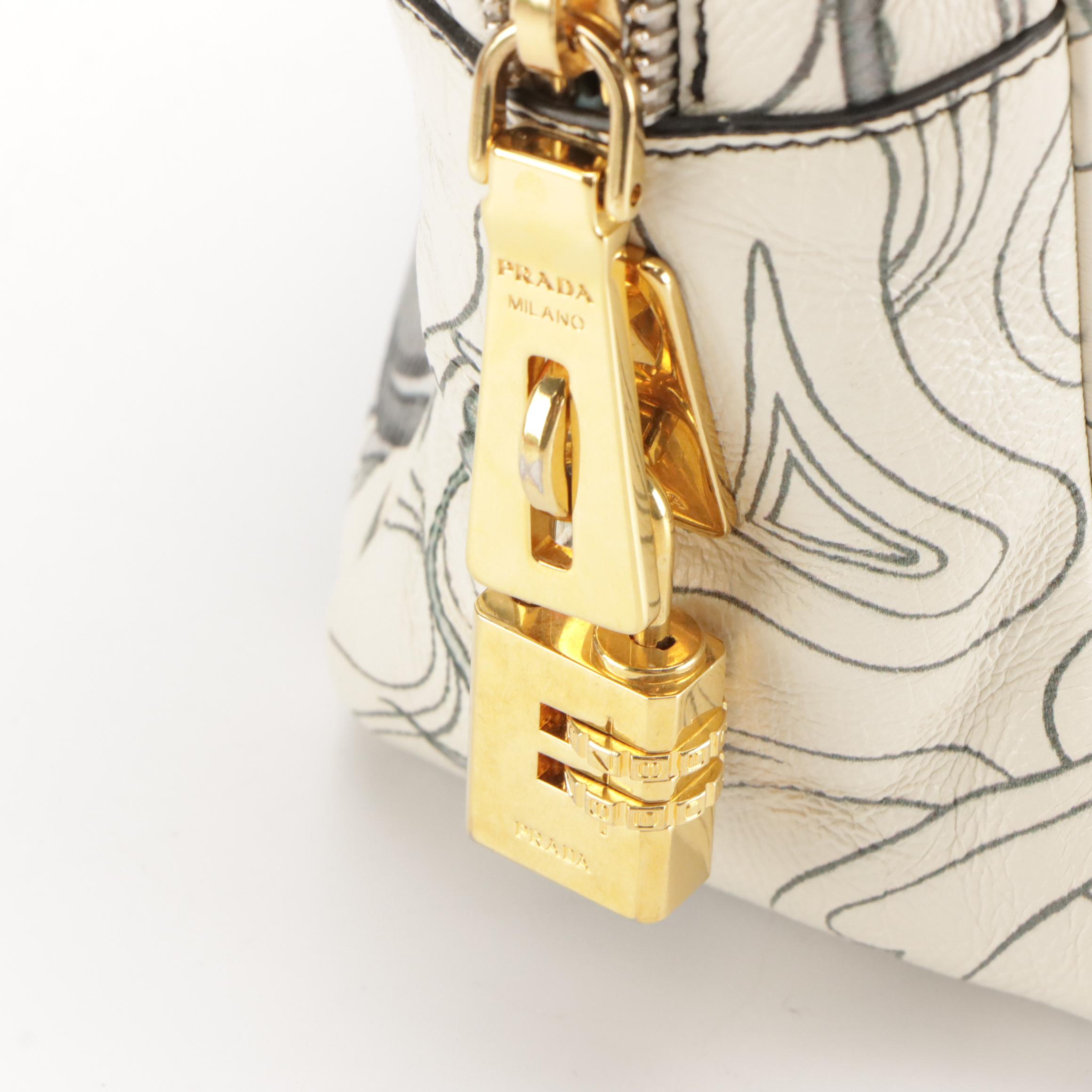 Prada x James Jean Limited Edition Bauletto Bag in Grained Leather