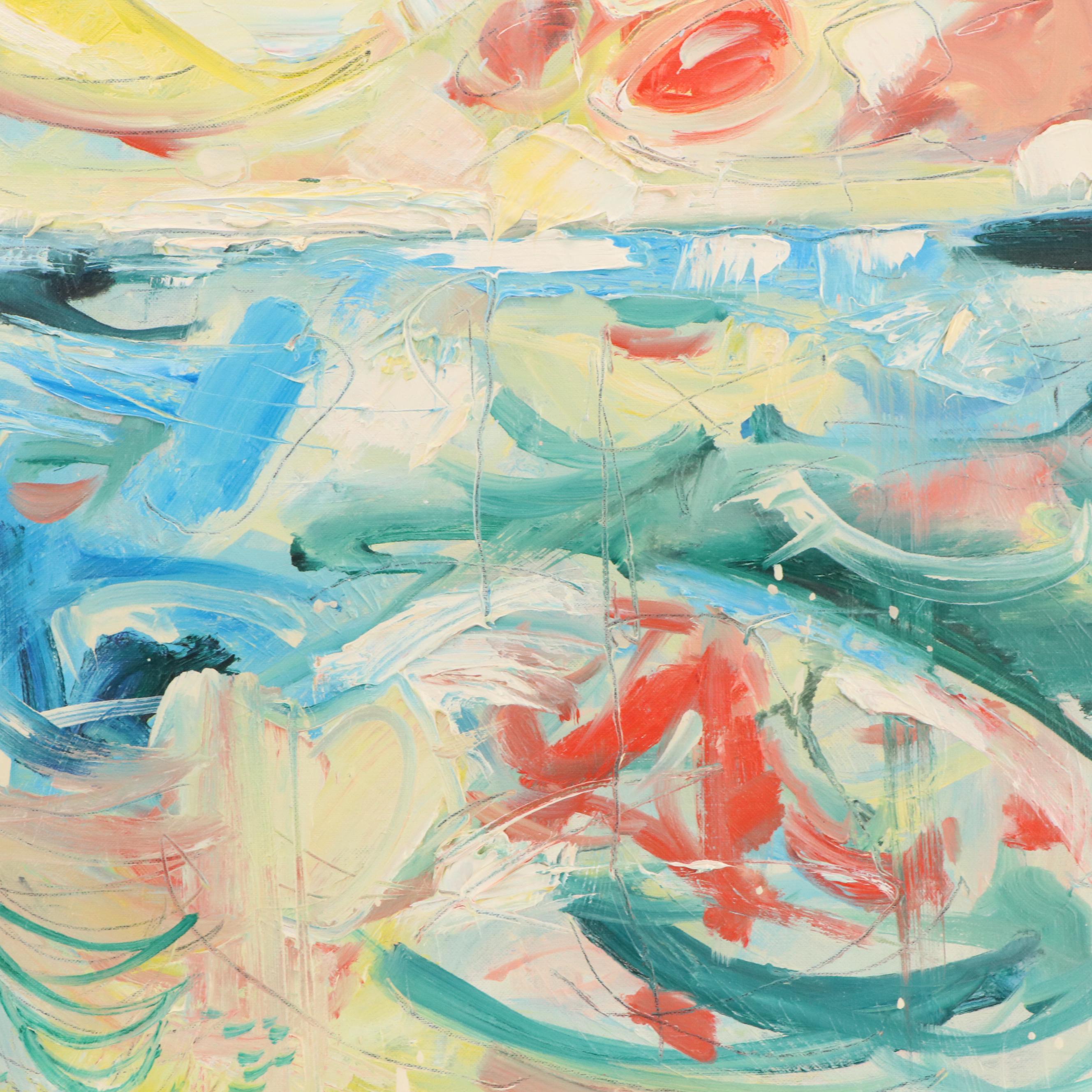 Jack Meanwell Abstract Modern Oil Painting, 1982