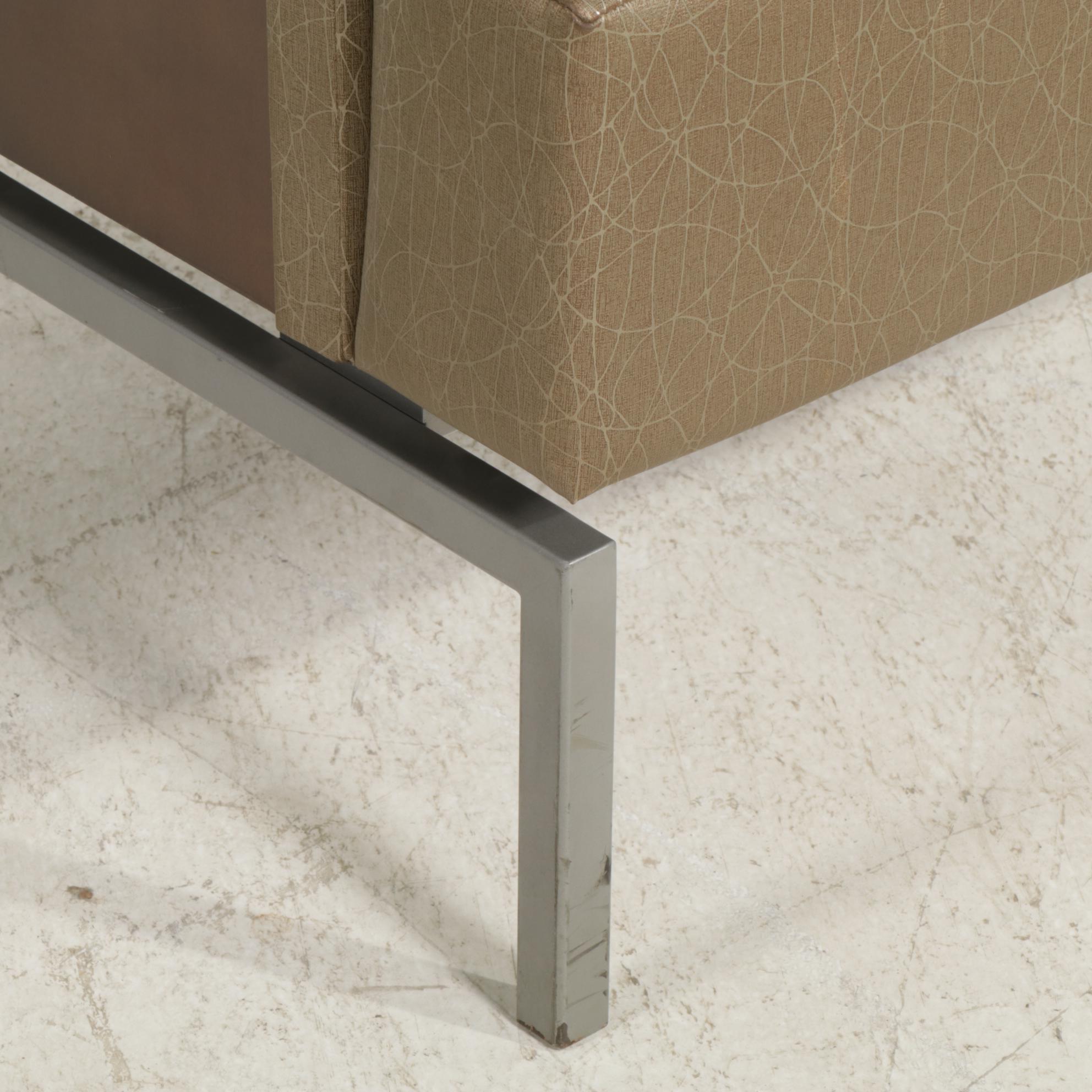 Pair of Krug "Sutton" Modernist Style Fabric and Metal Club Chairs