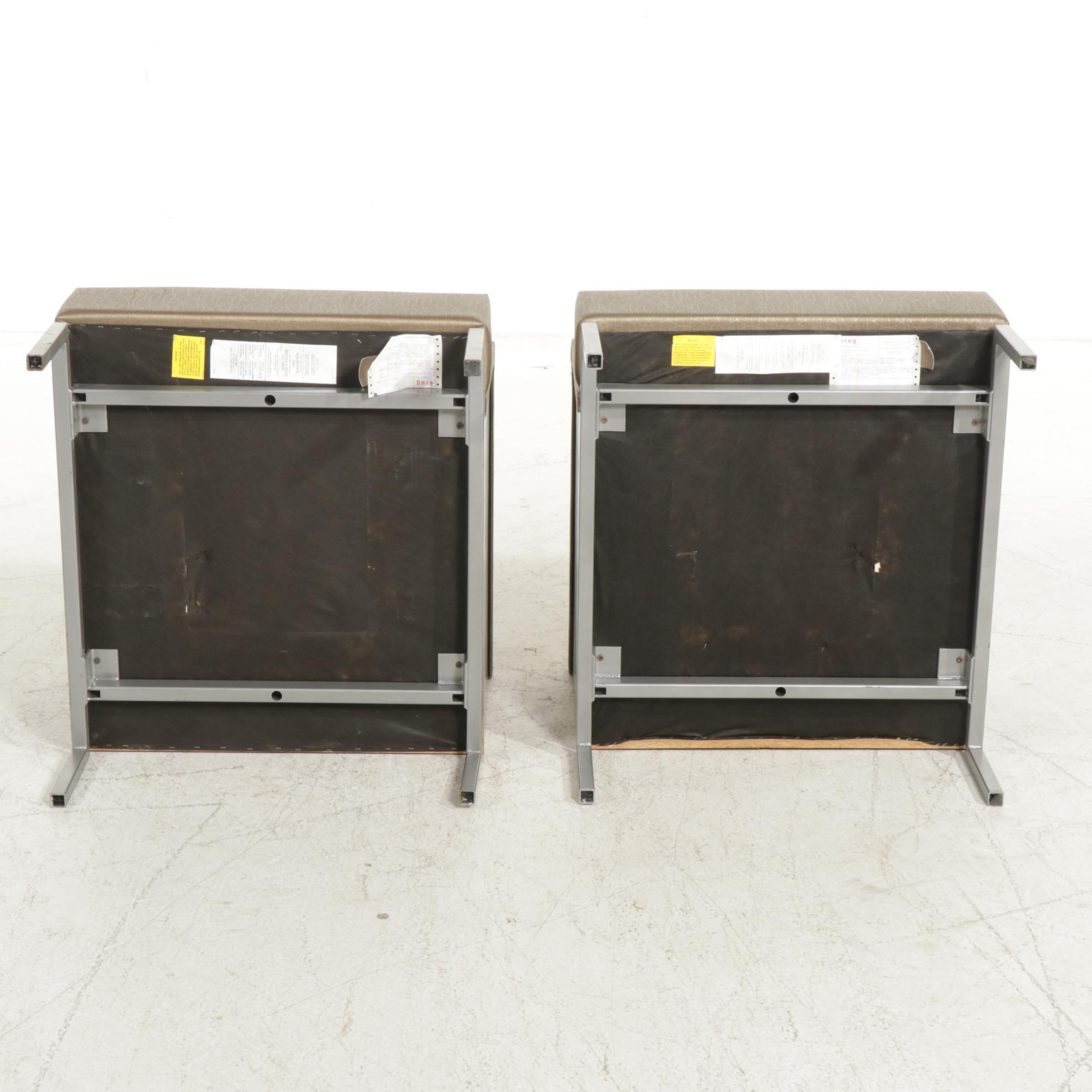 Pair of Krug "Sutton" Modernist Style Fabric and Metal Club Chairs