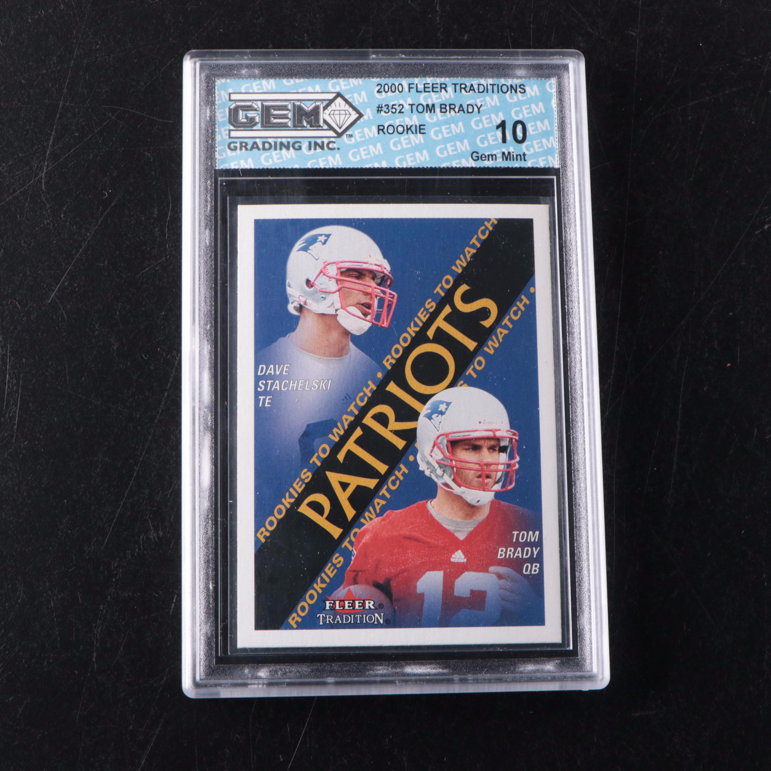 2000 Fleer Traditions Tom Brady Slabbed Rookie Football Card