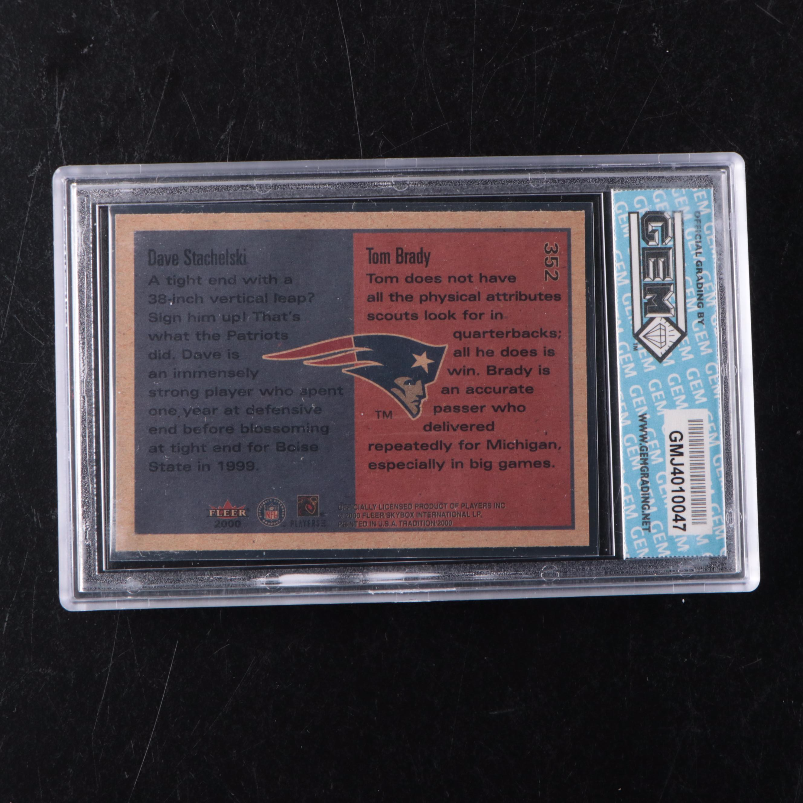 2000 Fleer Traditions Tom Brady Slabbed Rookie Football Card