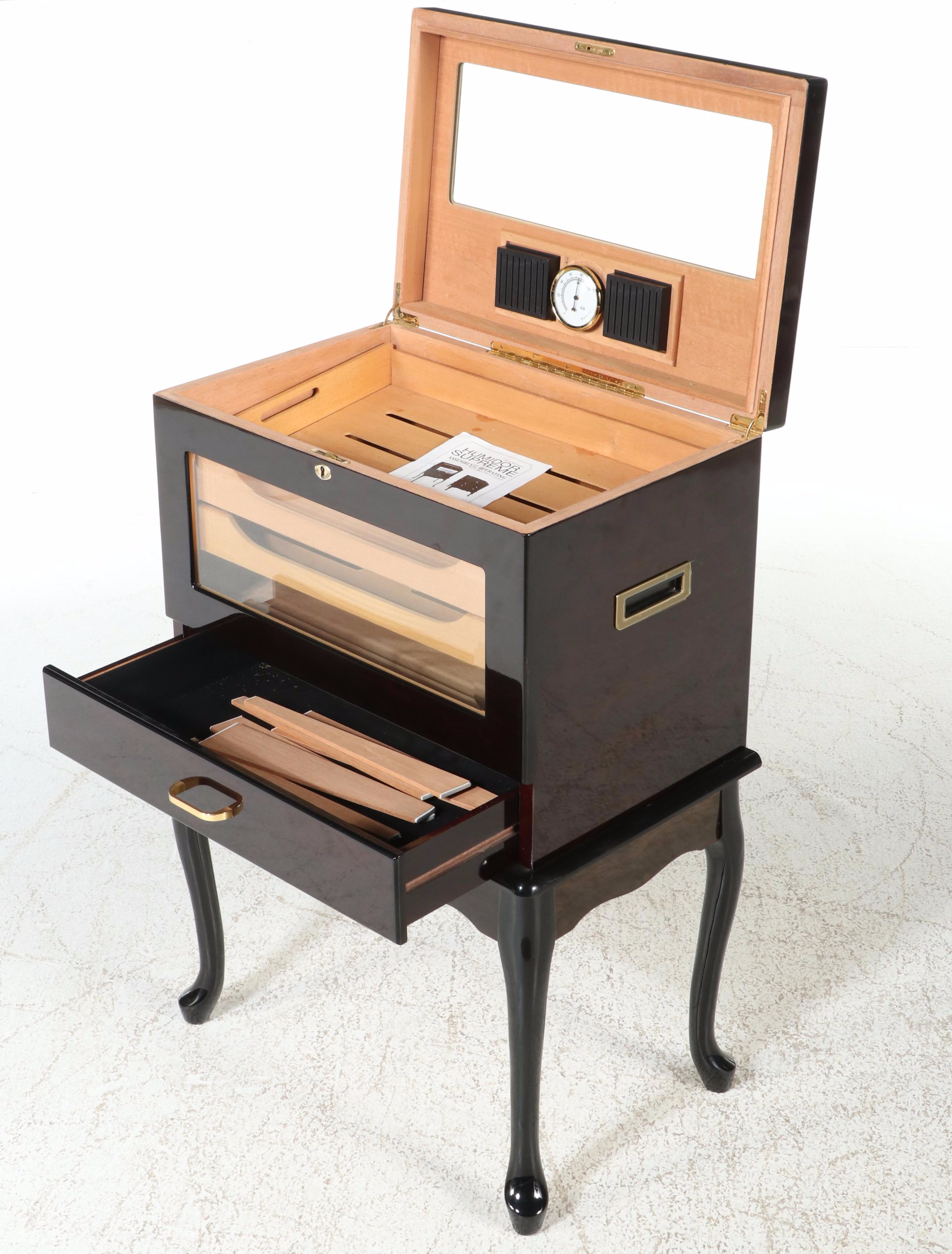 IDC "Humidor Supreme" Glossy-Finished Humidor-on-Stand