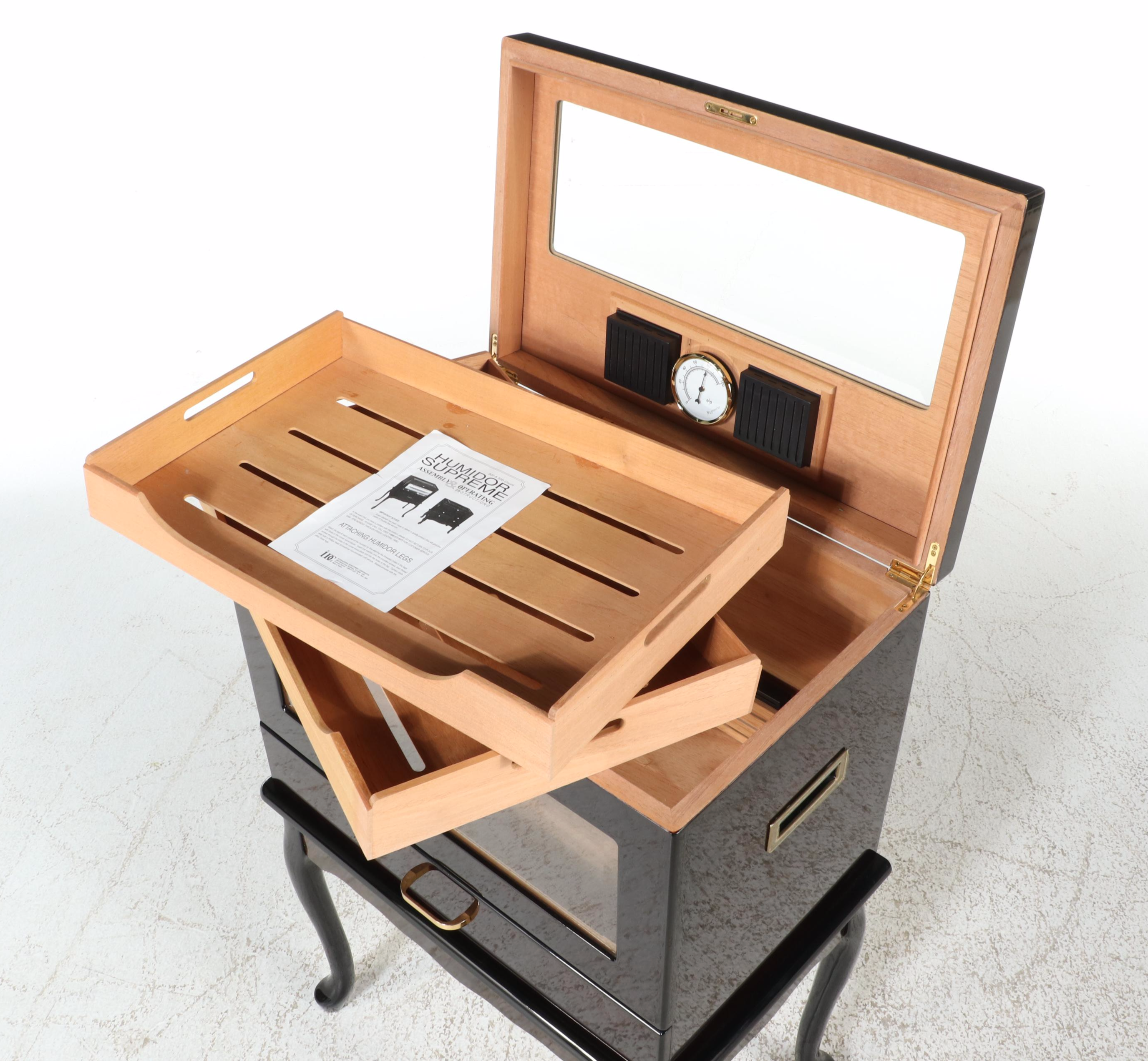 IDC "Humidor Supreme" Glossy-Finished Humidor-on-Stand
