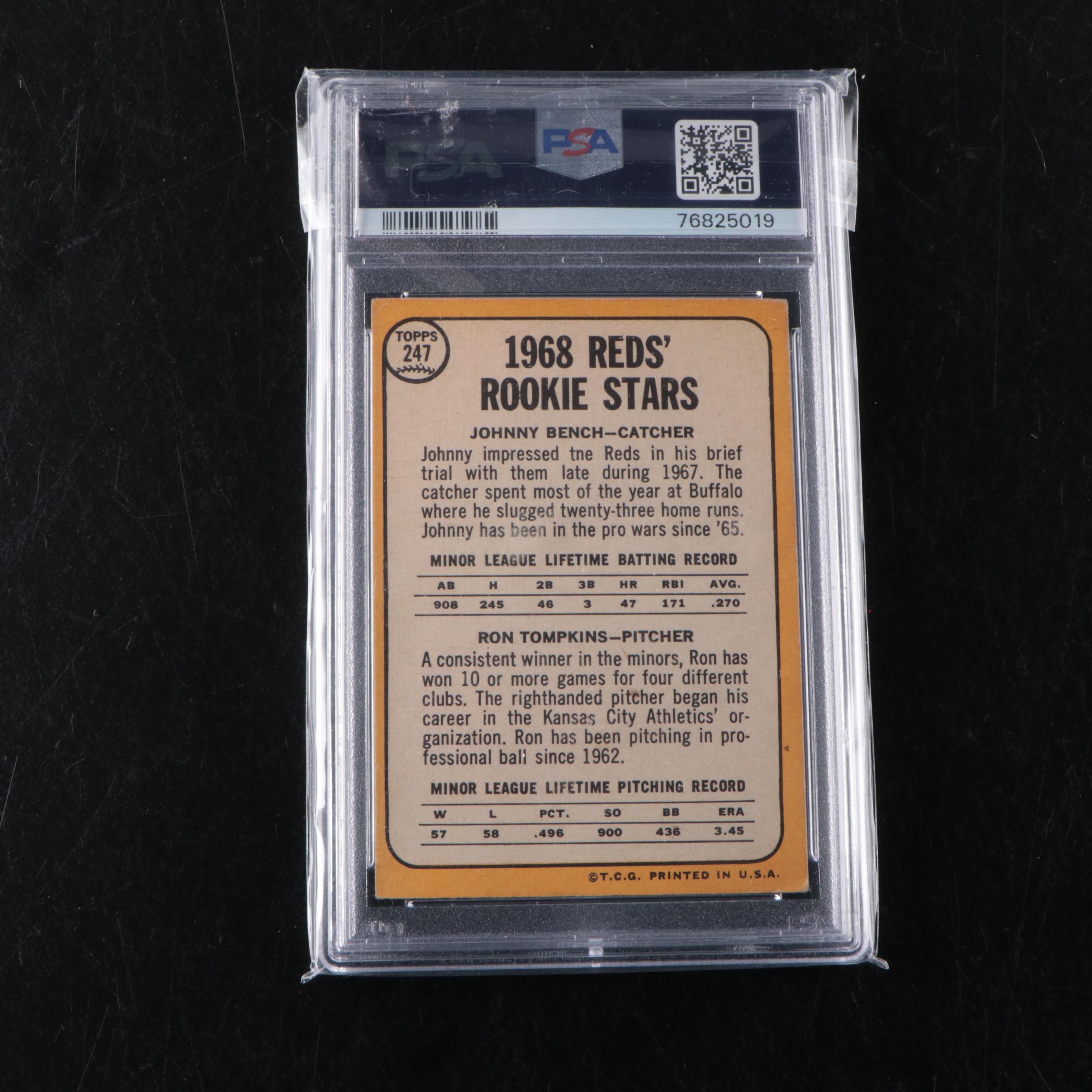 Johnny Bench and Joe Morgan Graded Topps Rookie Baseball Cards, 1960s