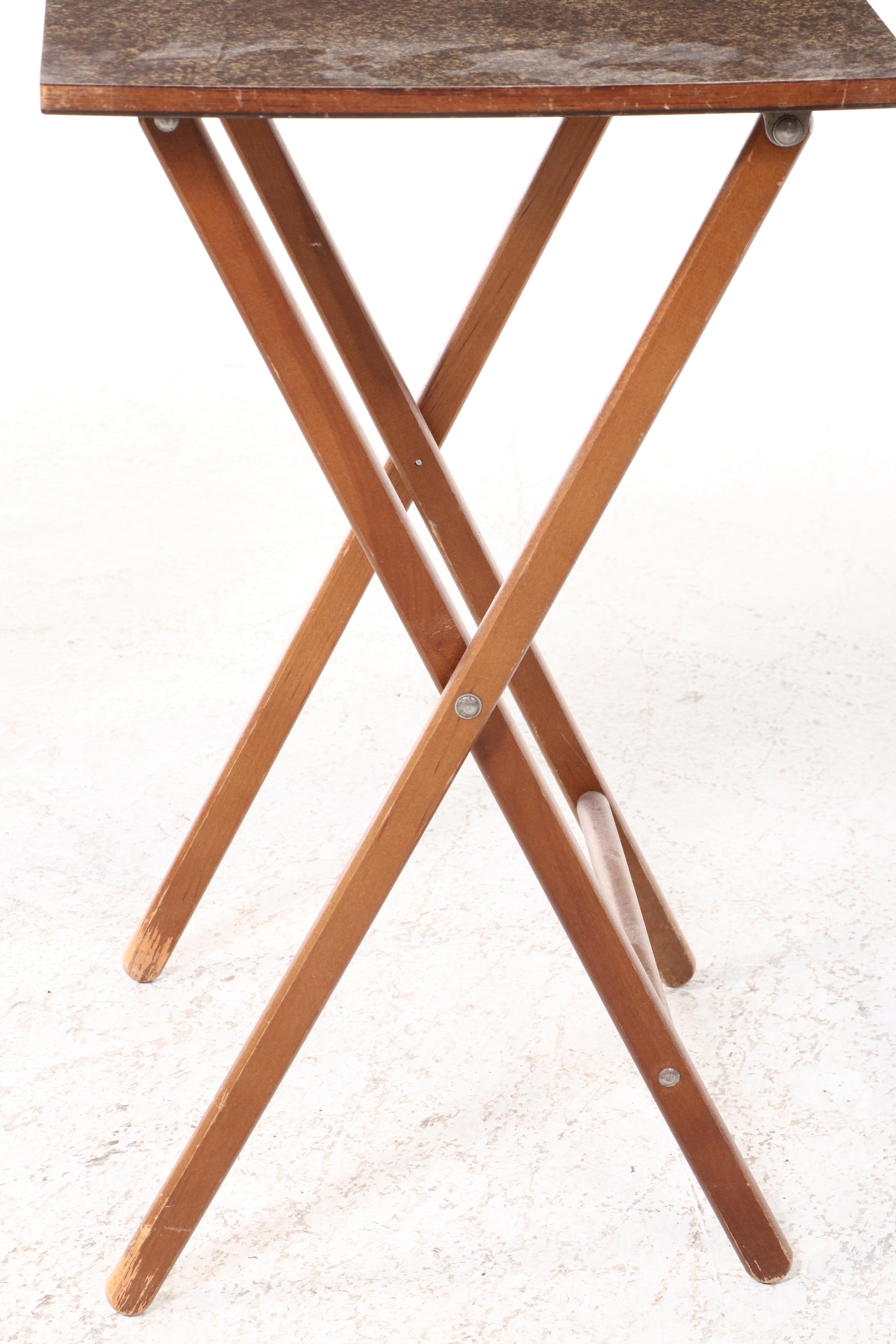 Scheibe Mid Century Modern Style Tray Tables with Stand