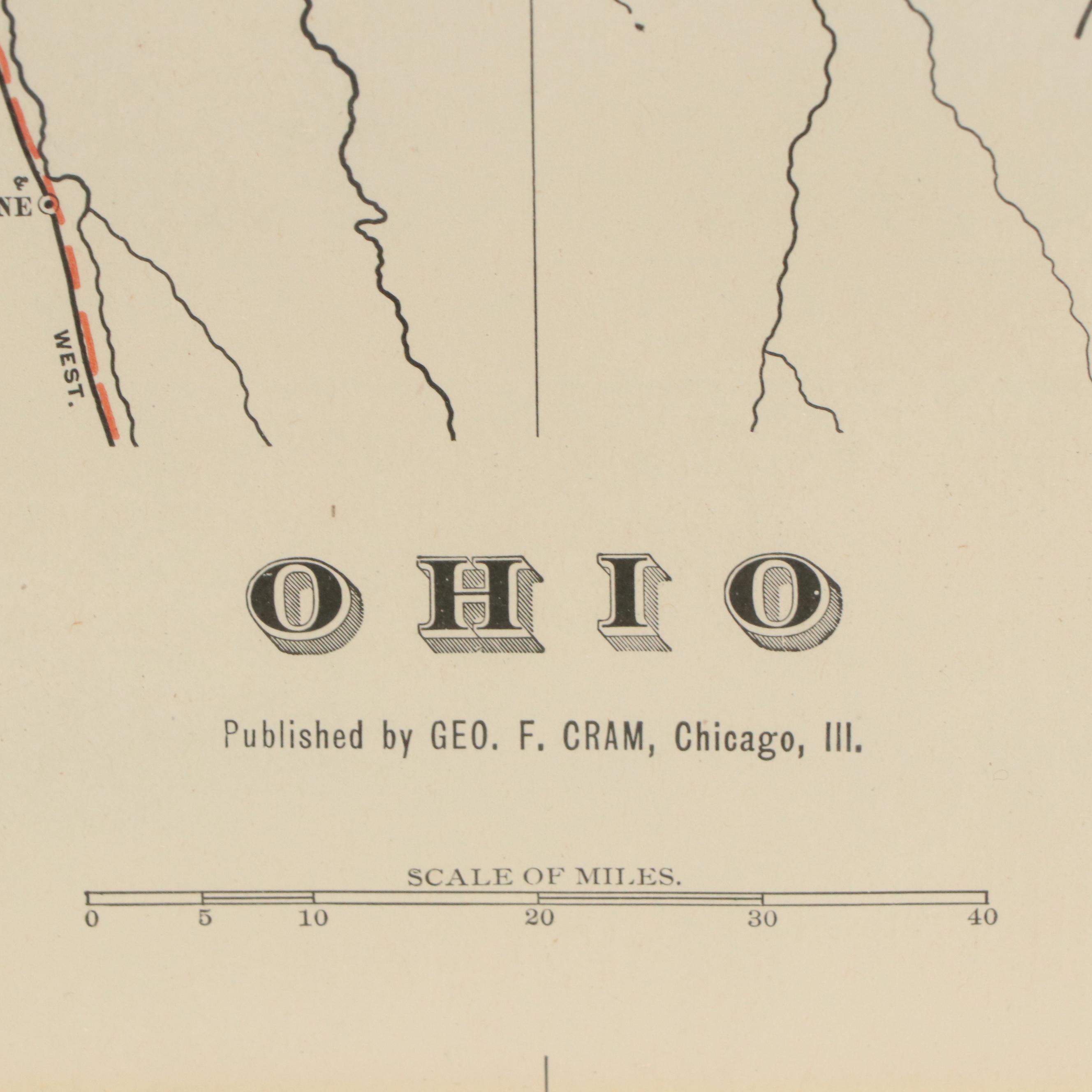 1902 Geo F. Cram Map of Ohio