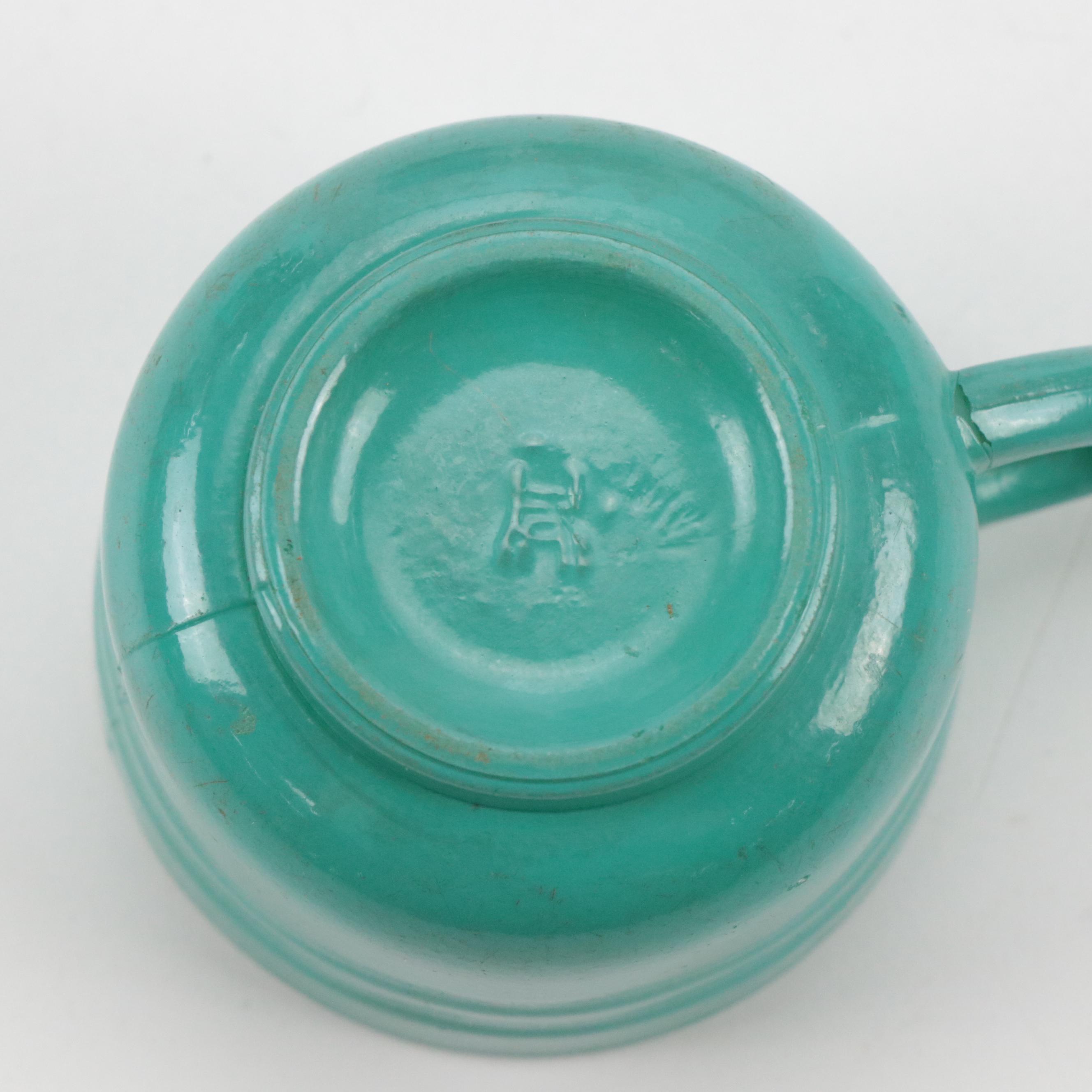 Hazel Atlas Glass Miniature Teacups with Milk Glass Saucers and More