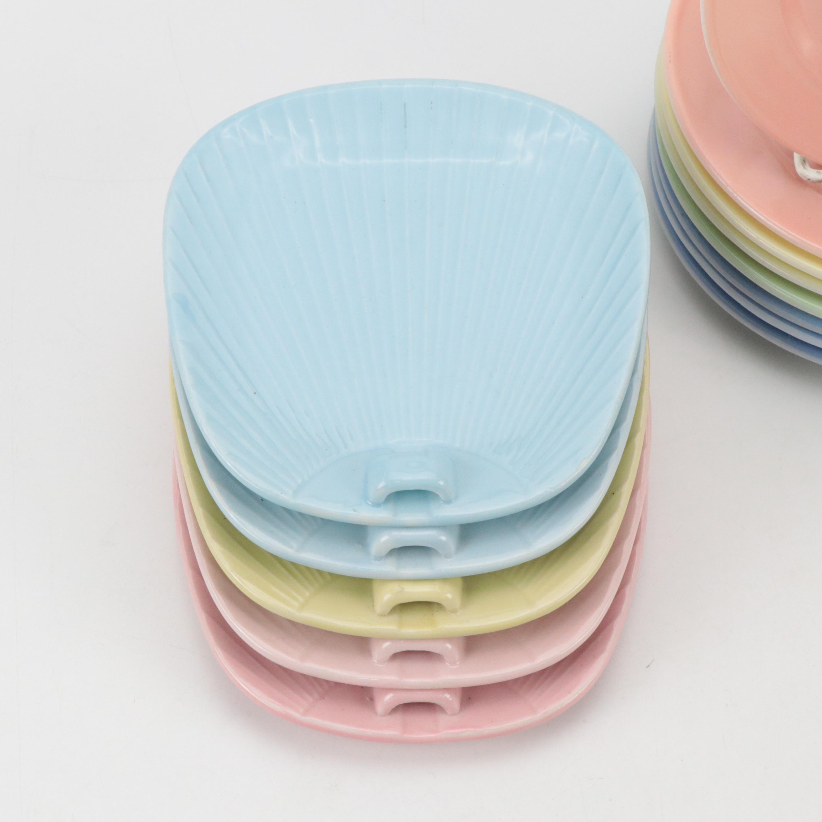 Hazel Atlas Glass Miniature Teacups with Milk Glass Saucers and More