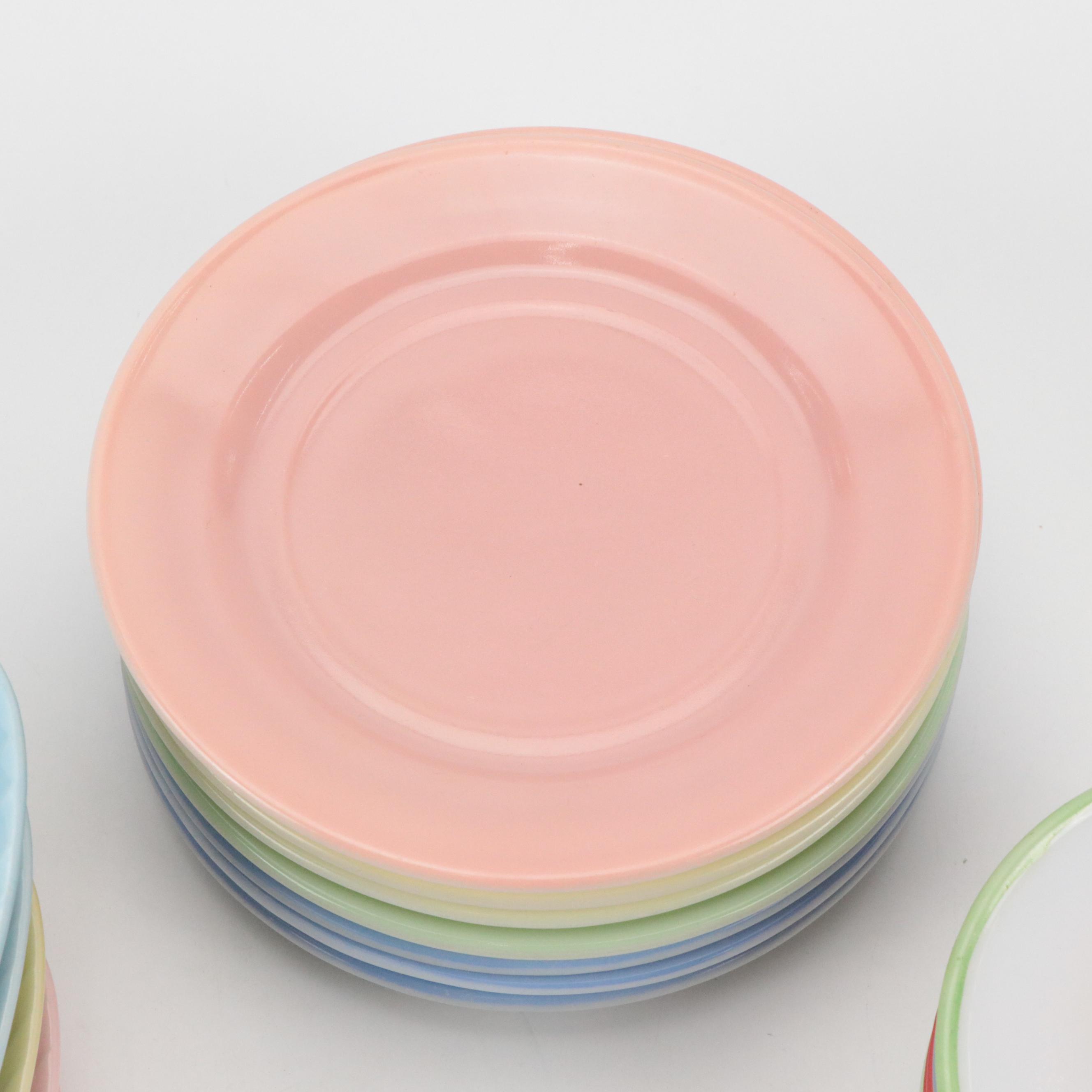 Hazel Atlas Glass Miniature Teacups with Milk Glass Saucers and More