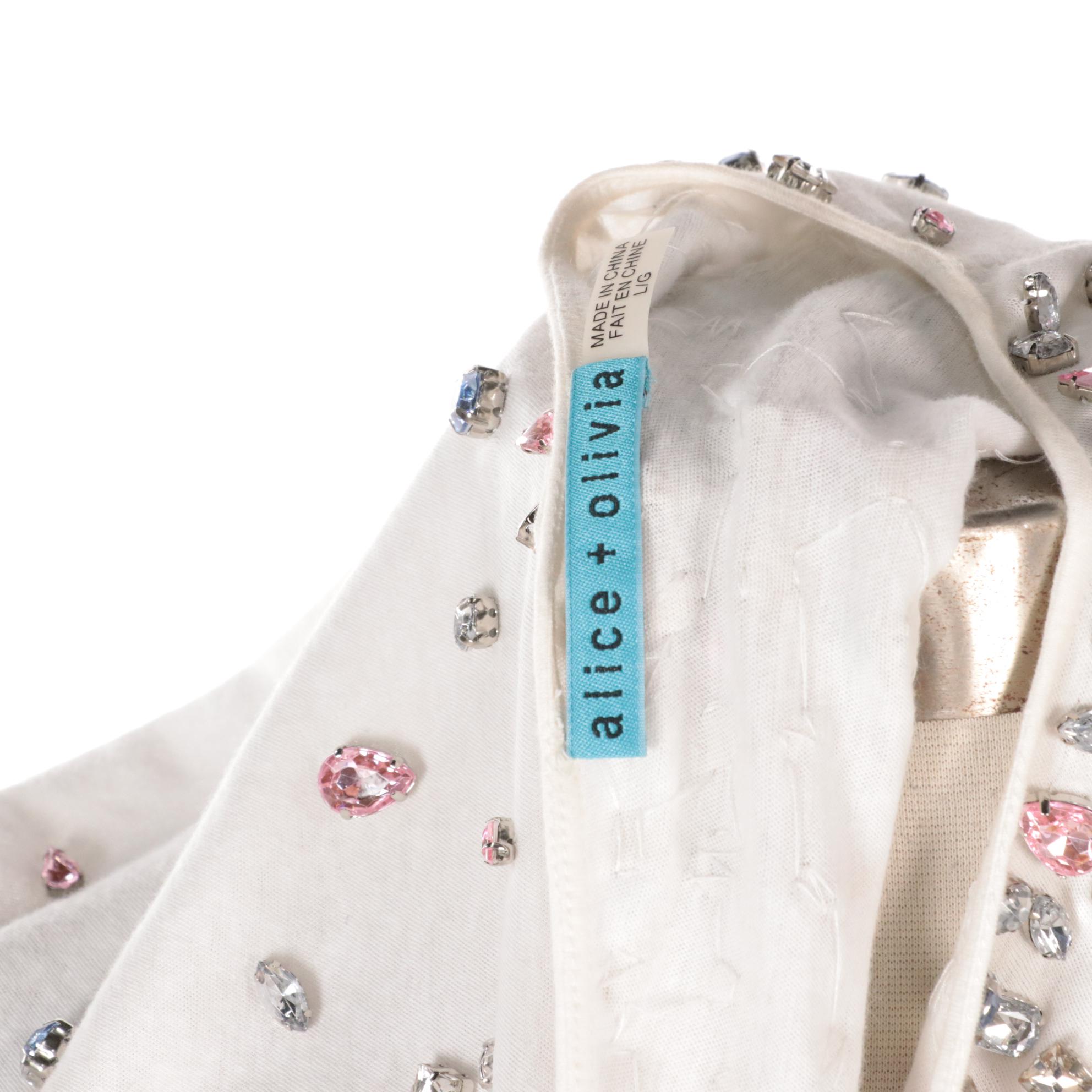 Alice + Olivia Embellished Cotton T-Shirt and Tory Burch Cotton Isabel Cardigan